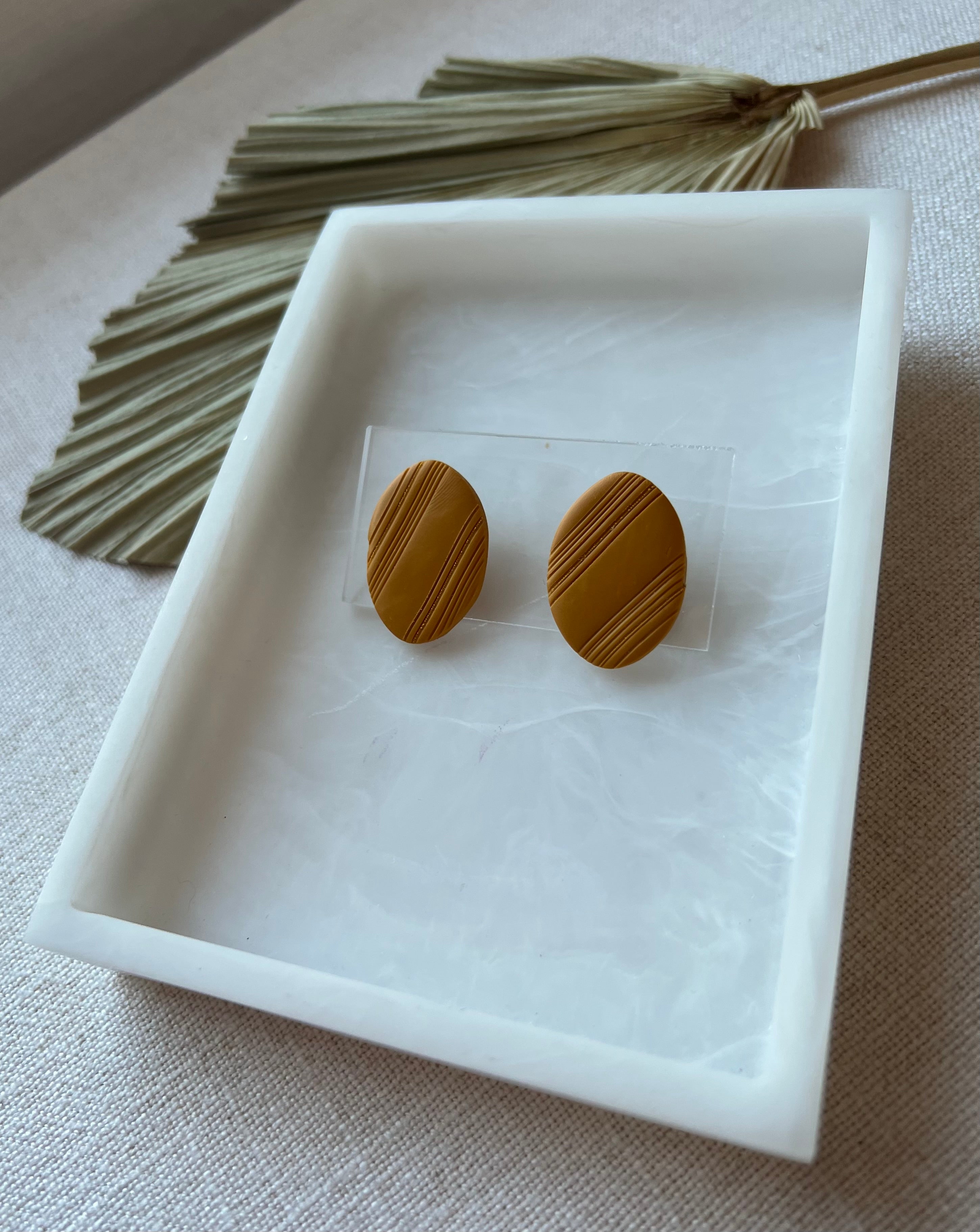 Mustard Oval Textured Studs