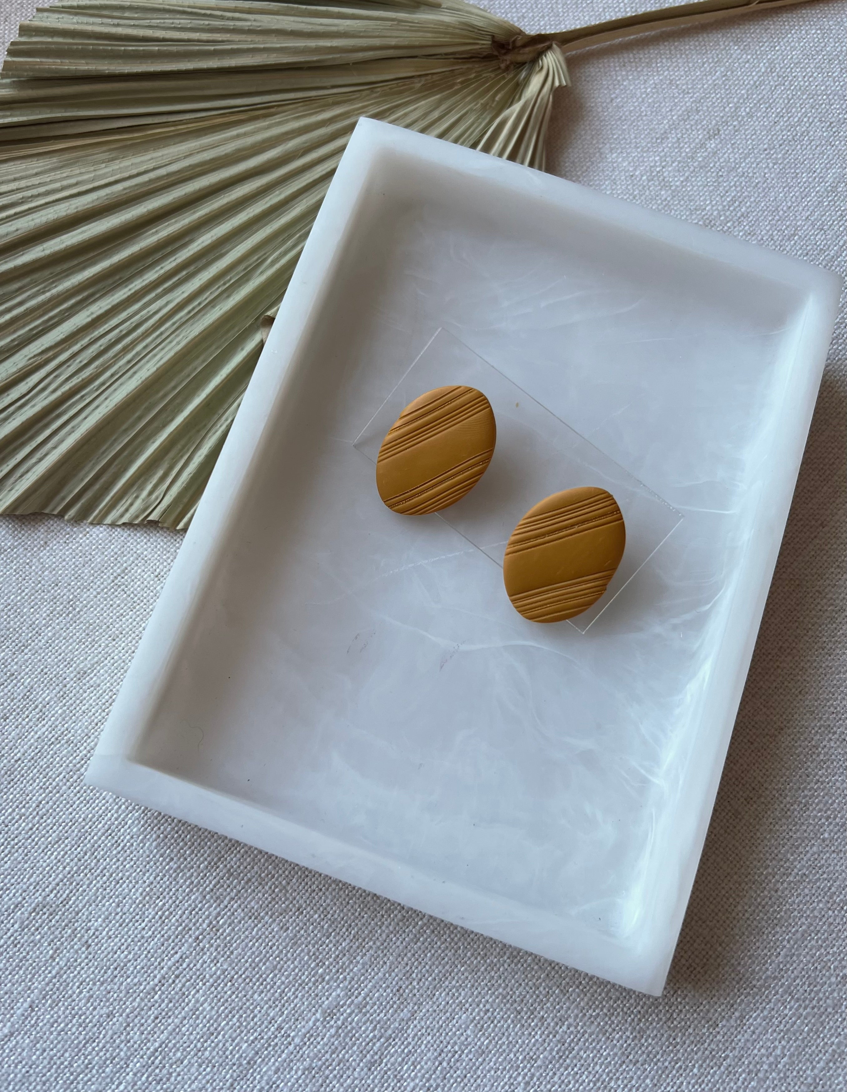 Mustard Oval Textured Studs