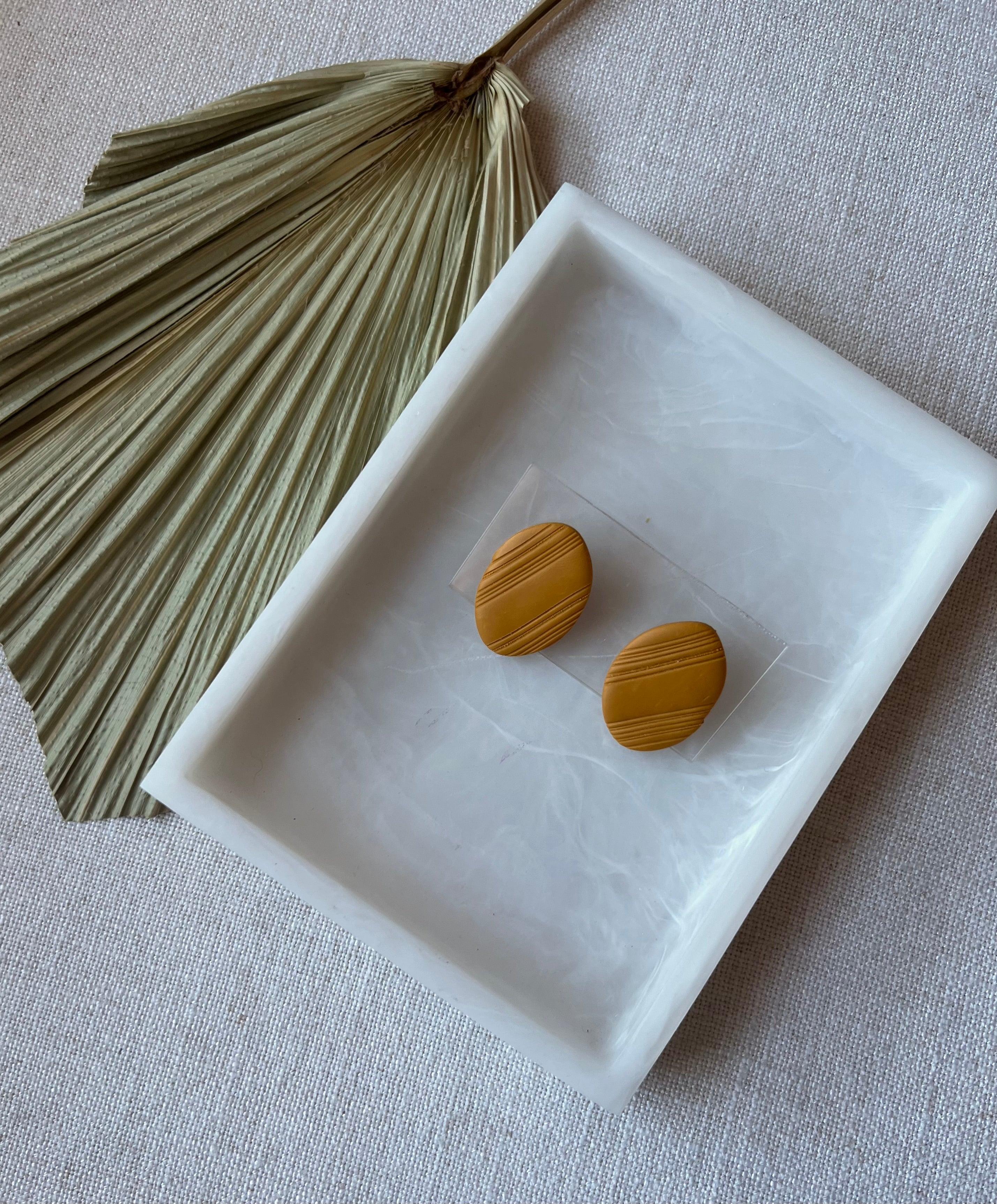 Mustard Oval Textured Studs