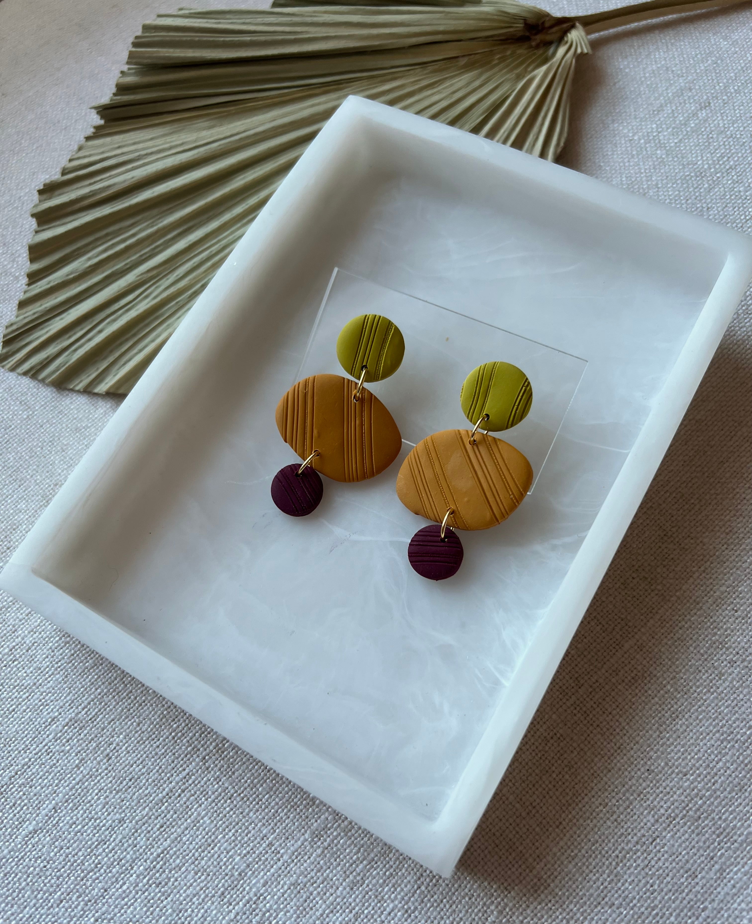 Chartreuse, Mustard & Bordeux Textured Earrings