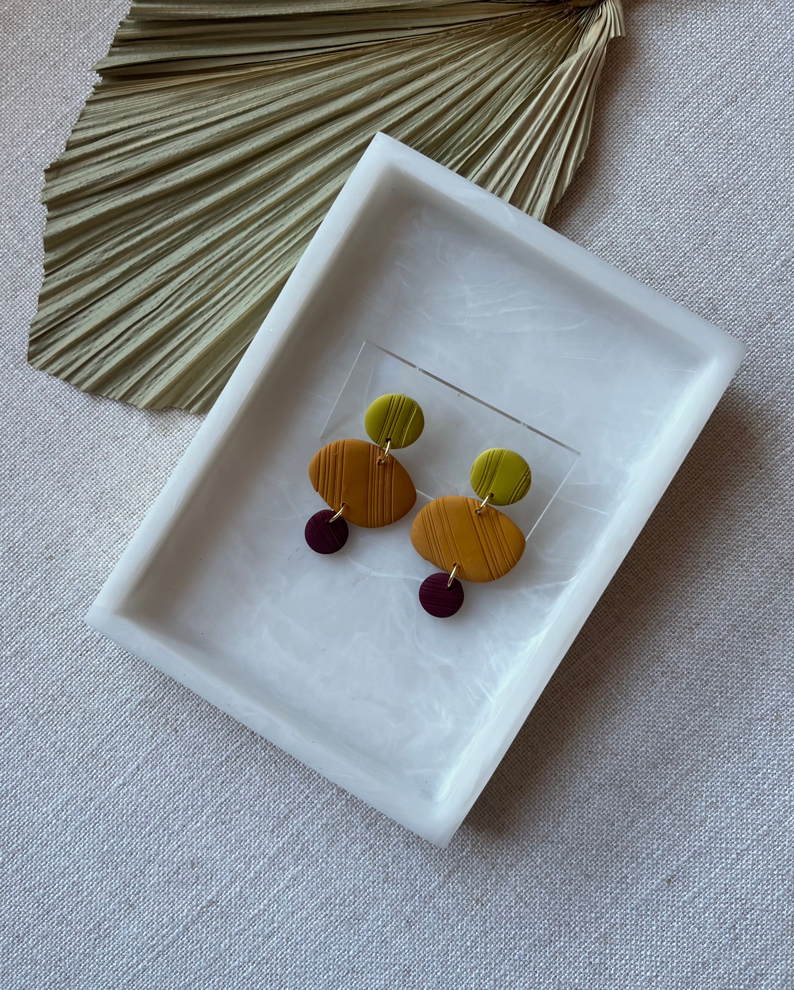 Chartreuse, Mustard & Bordeux Textured Earrings