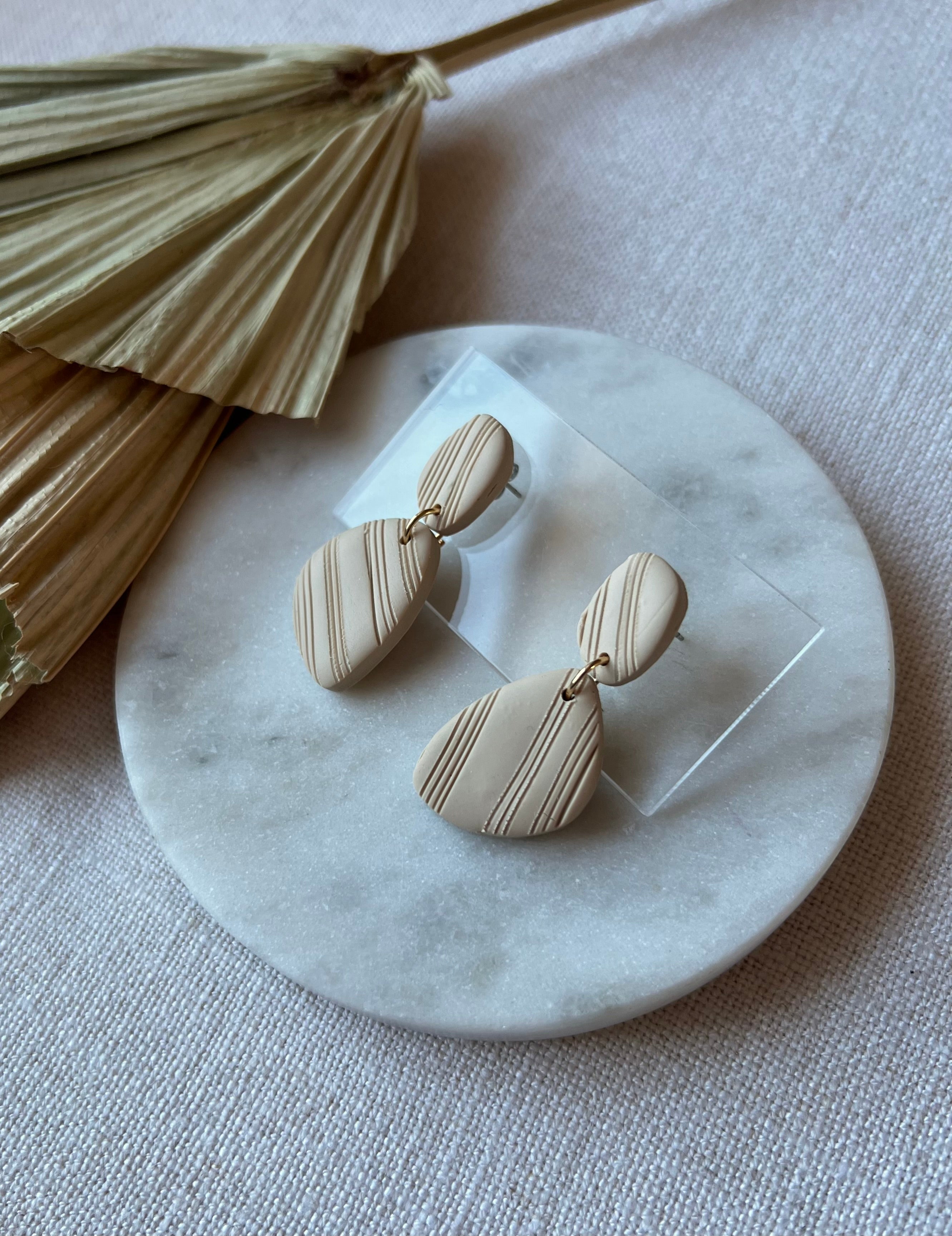 Beige Textured Earrings