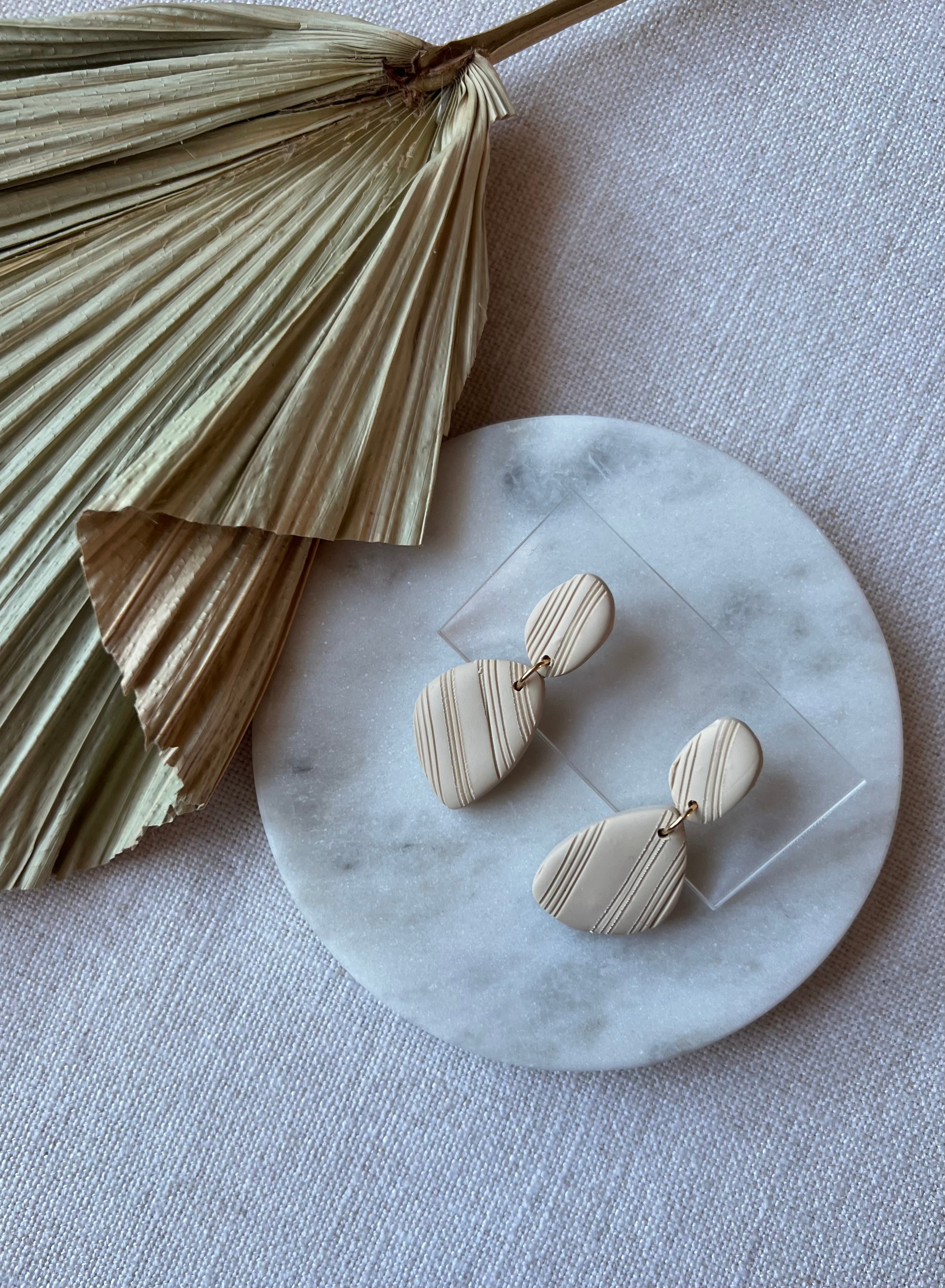 Beige Textured Earrings