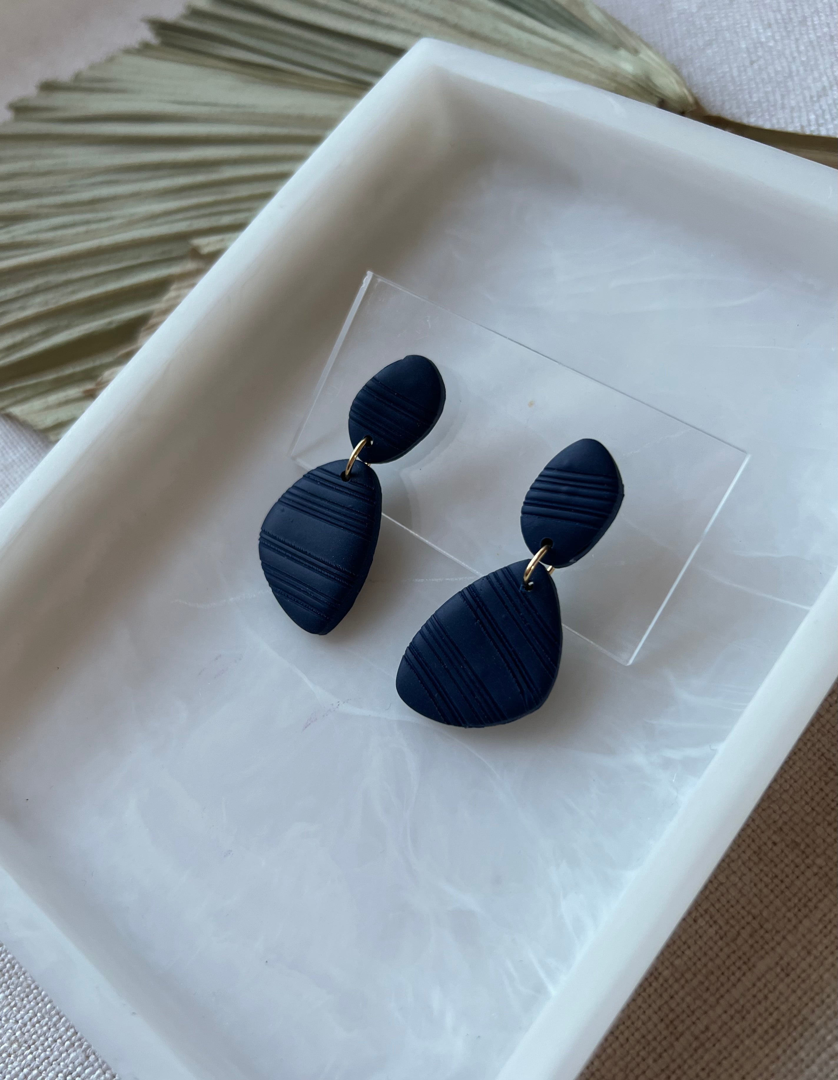 Navy Textured Earrings