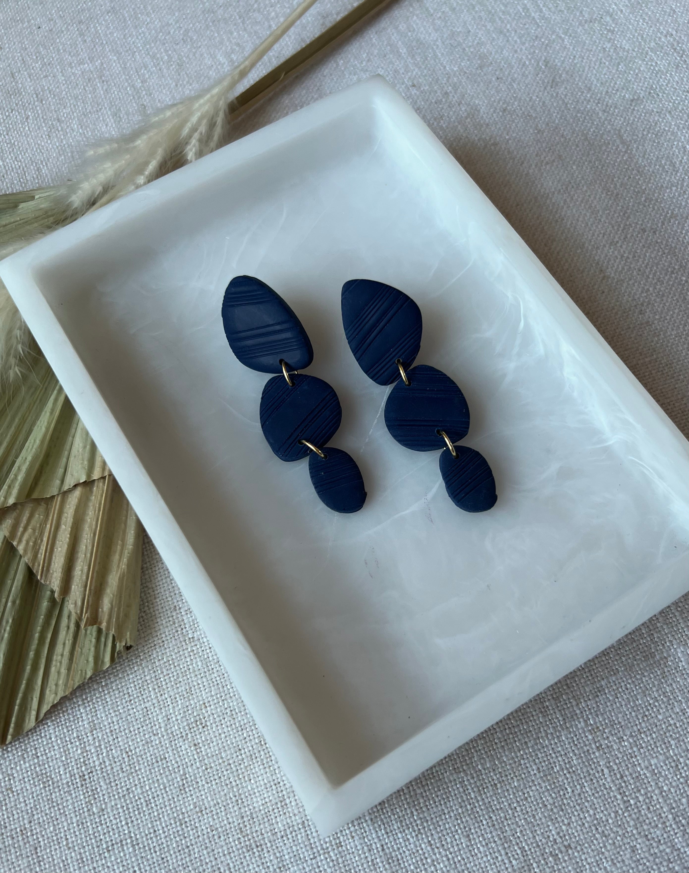 Navy Textured Earrings