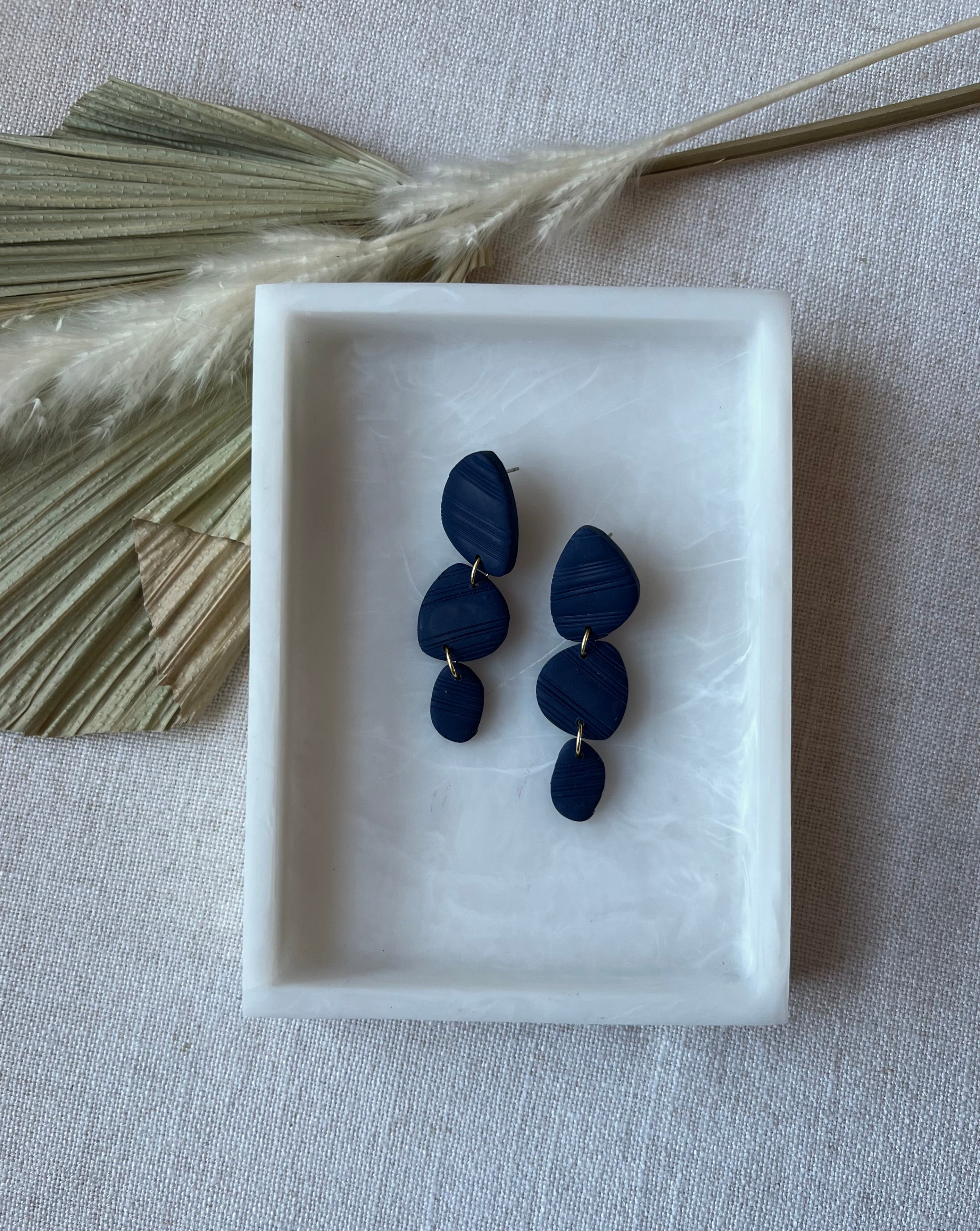 Navy Textured Earrings