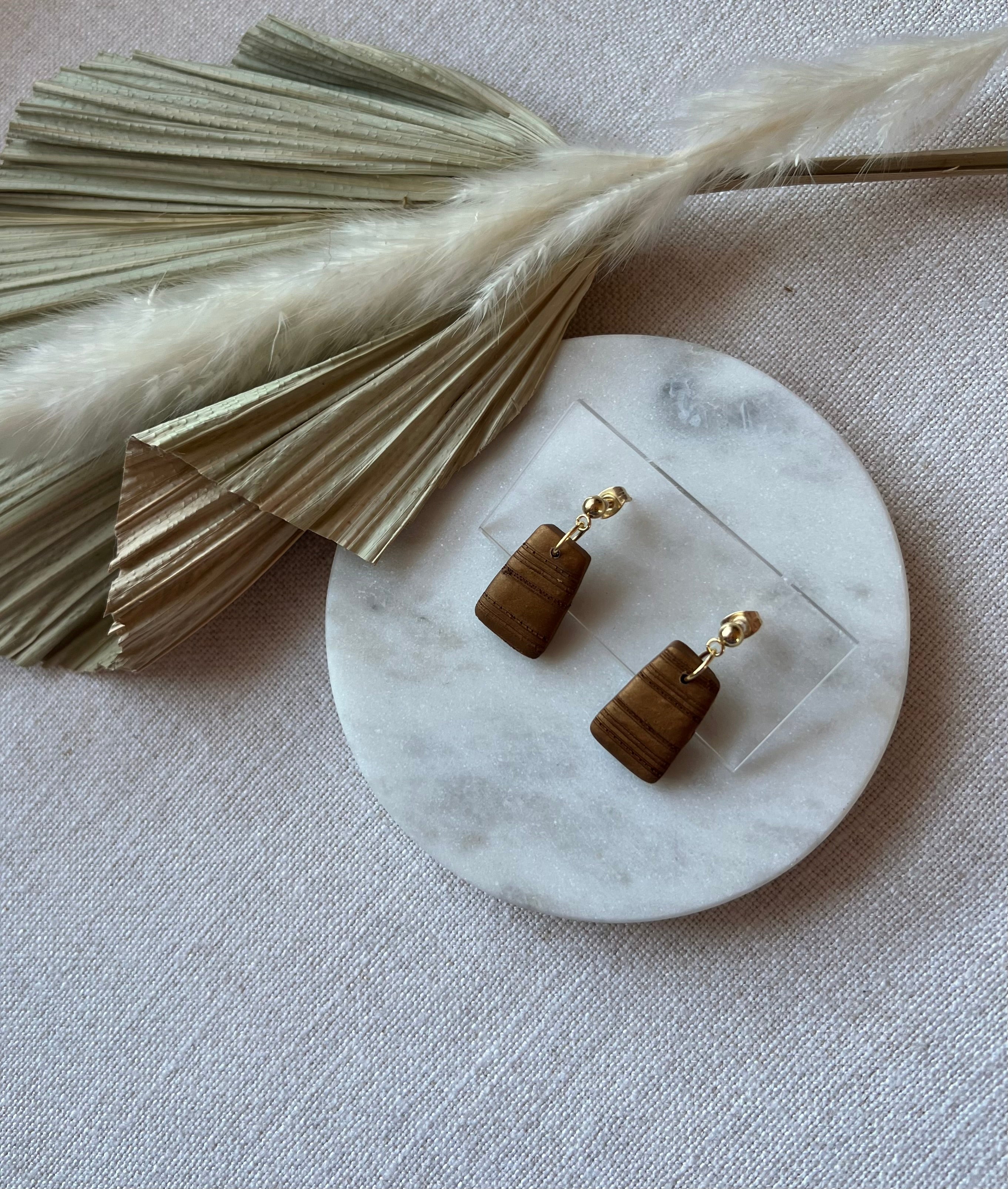 Textured Earrings with 18K Gold Plated Studs
