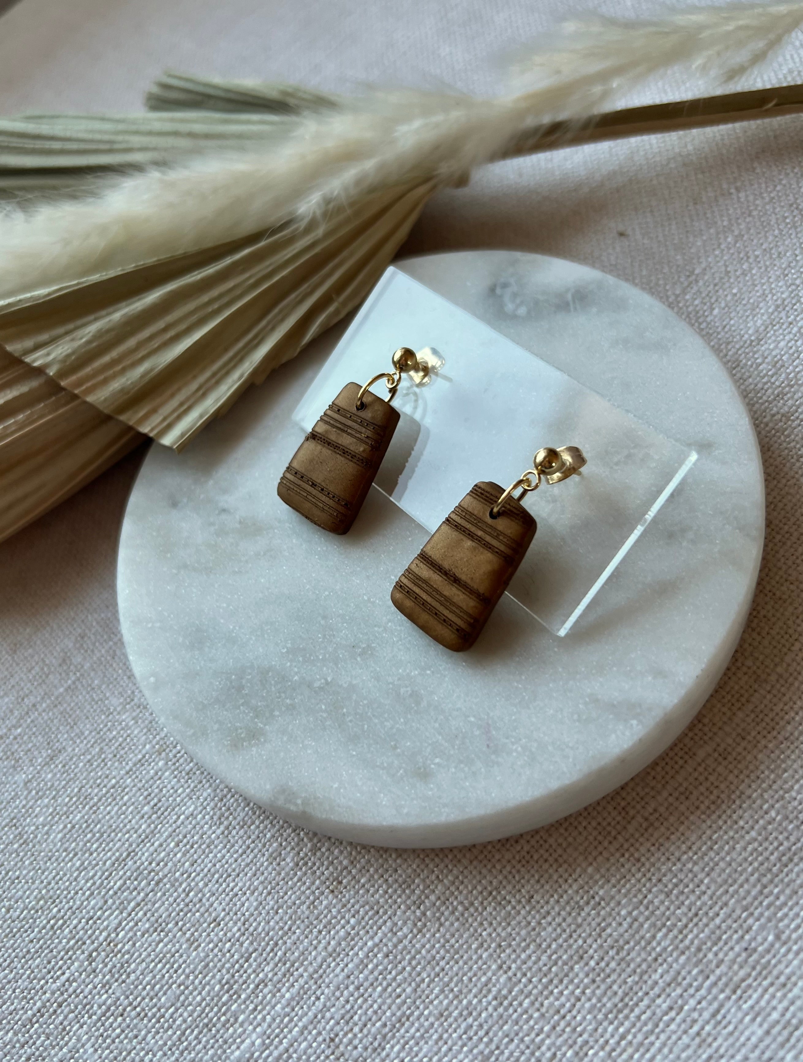 Textured Earrings with 18K Gold Plated Studs
