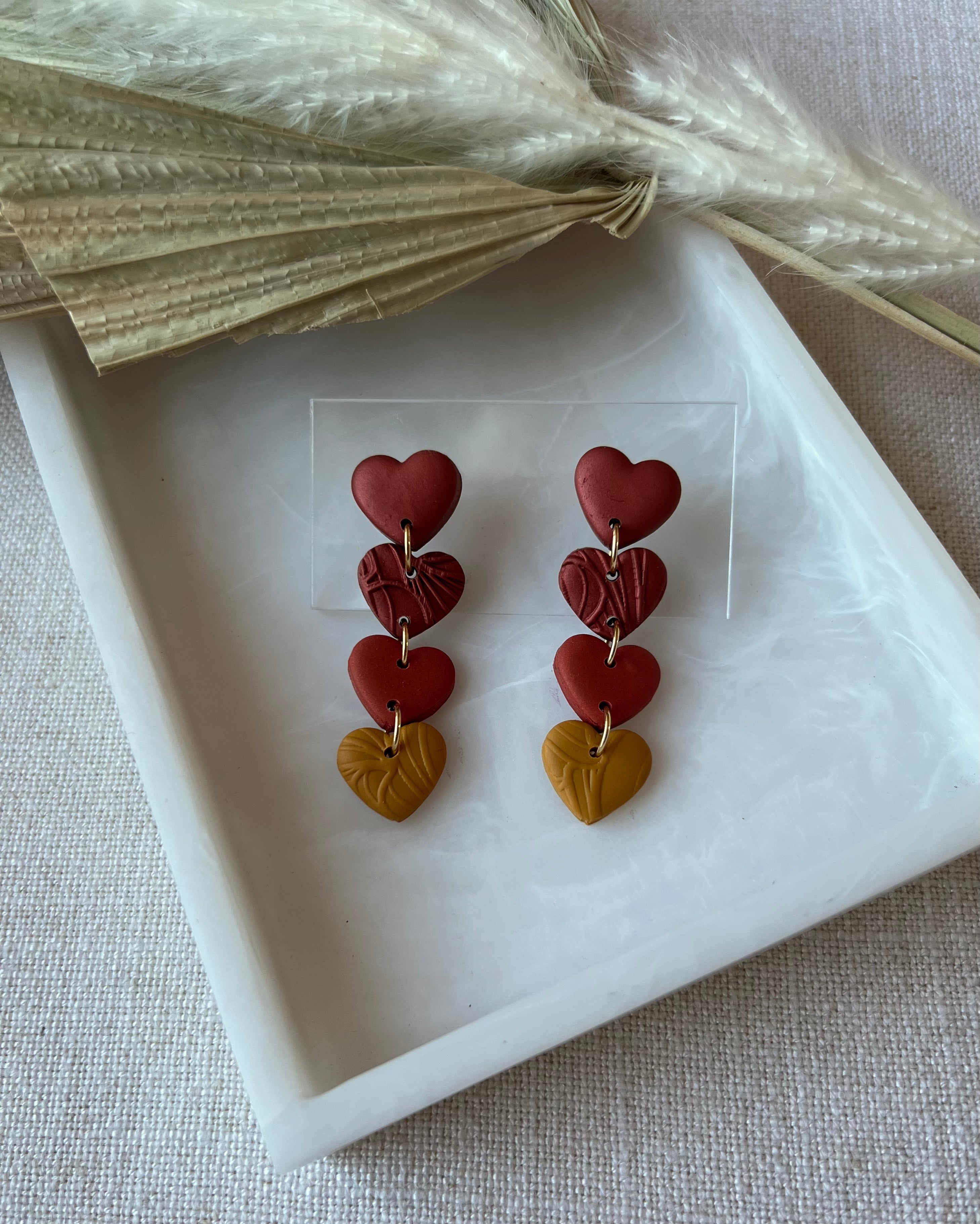 Copper & Mustard Ombre Textured Hearts