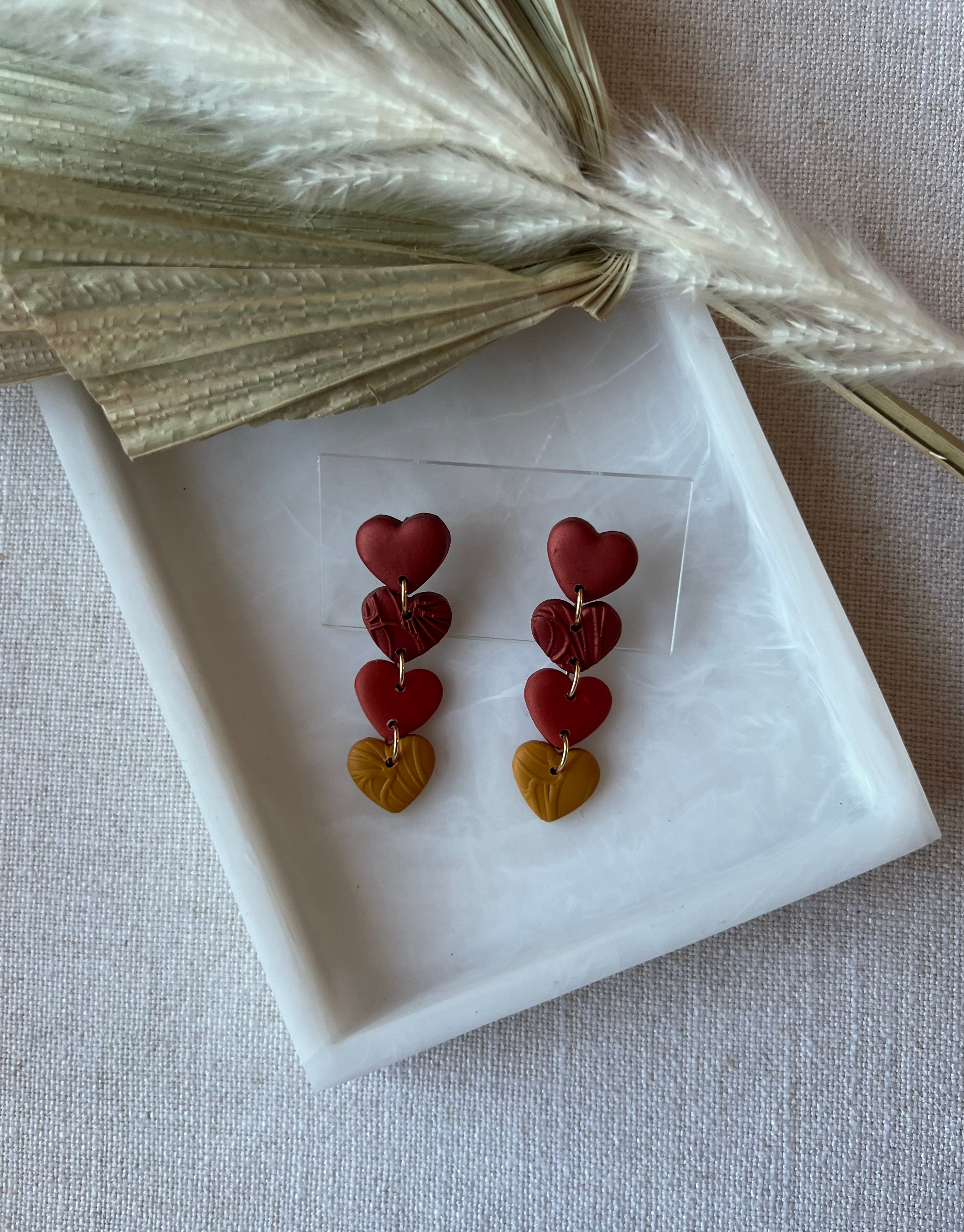 Copper & Mustard Ombre Textured Hearts