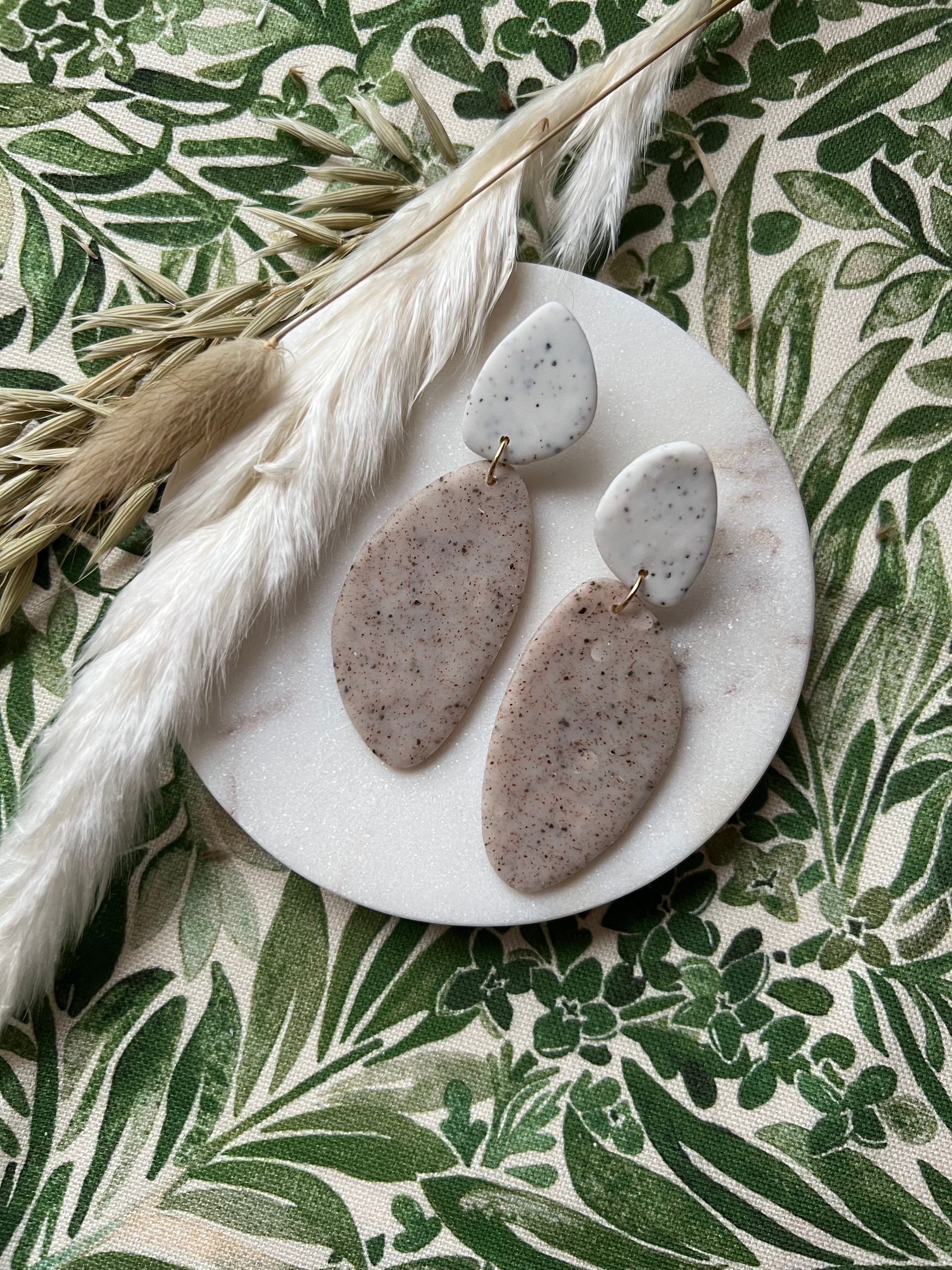 Stone & White Speckled Earrings