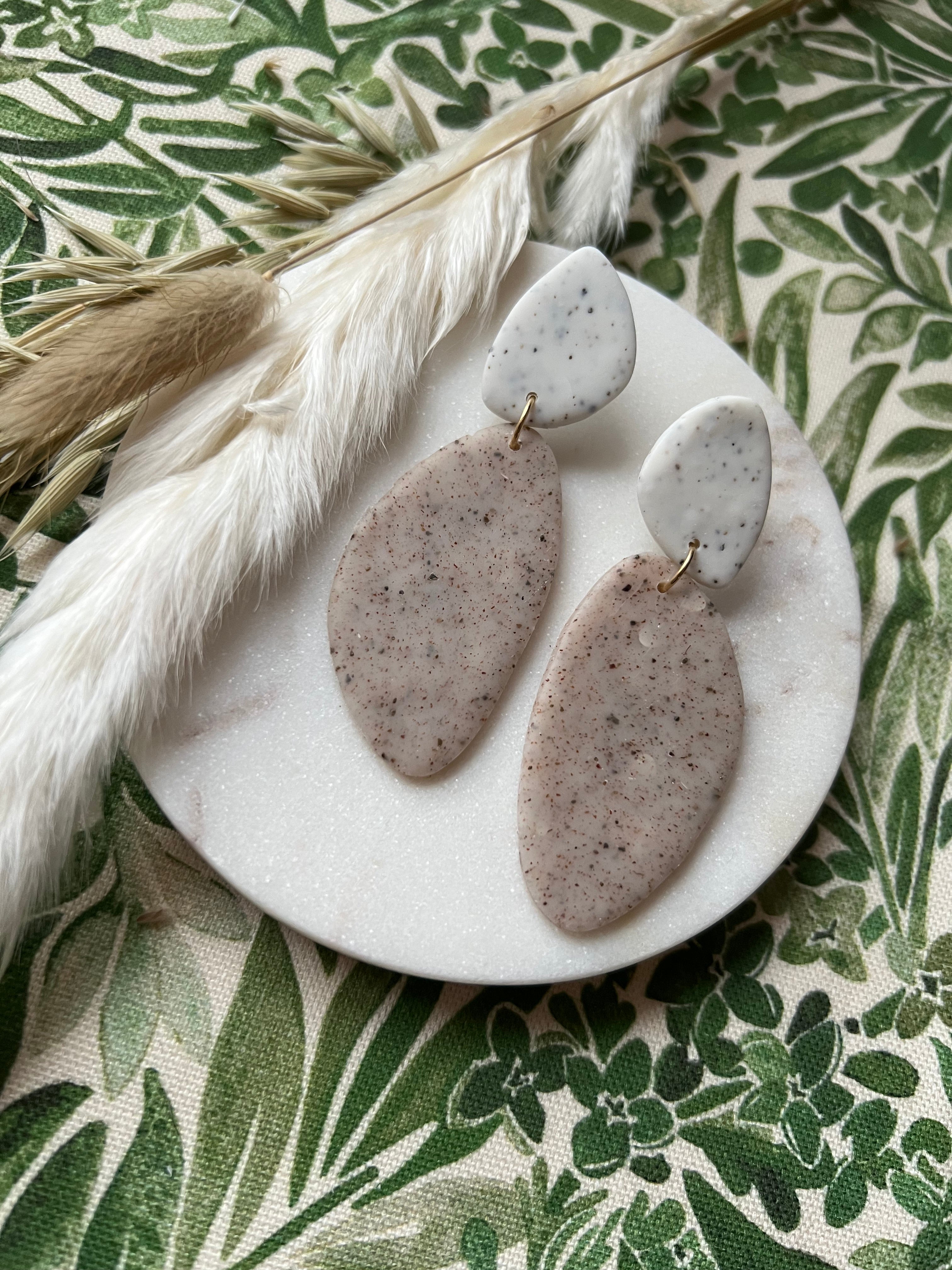 Stone & White Speckled Earrings