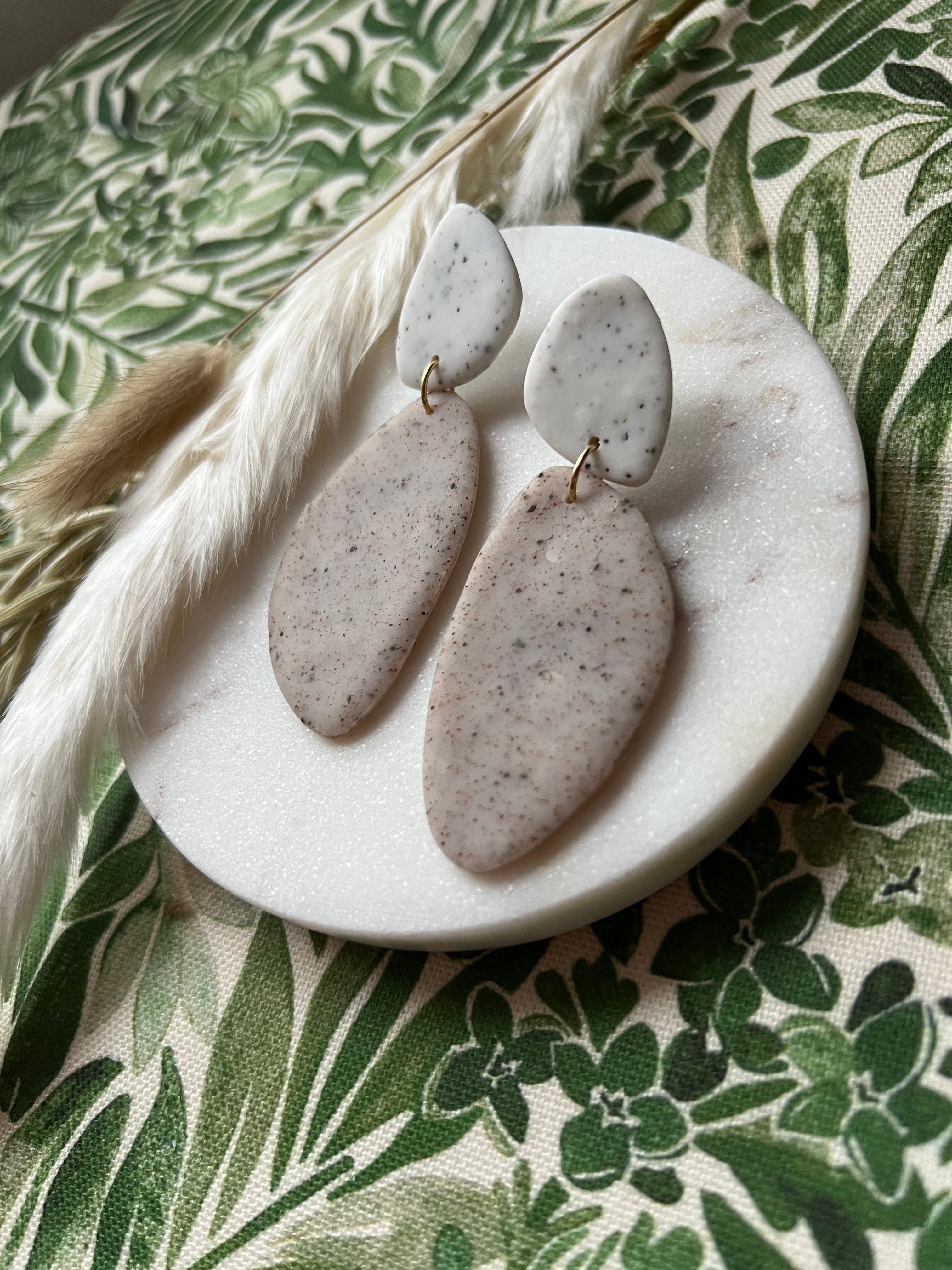Stone & White Speckled Earrings