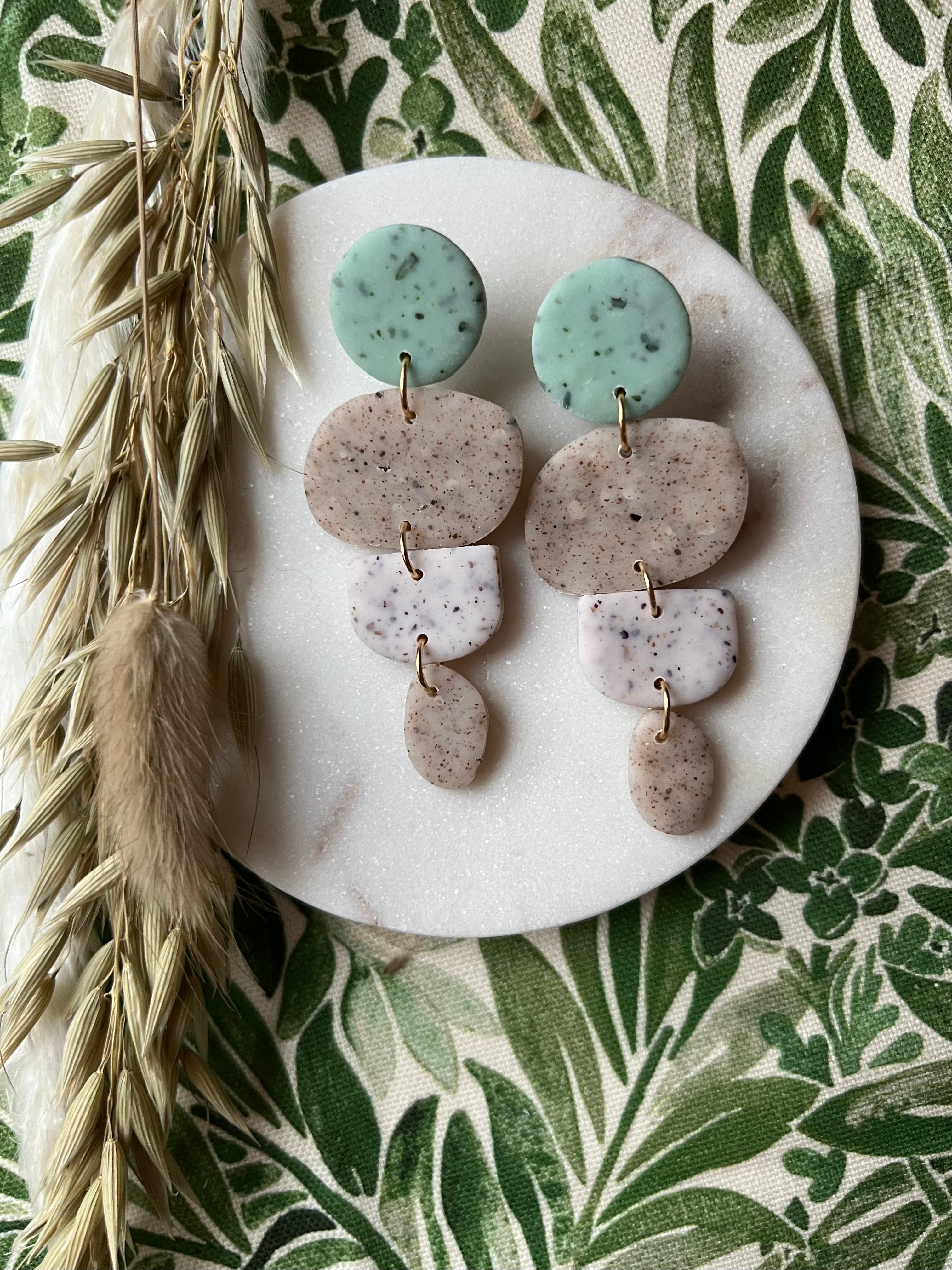 Eau De Nil & Stone Speckled Earrings