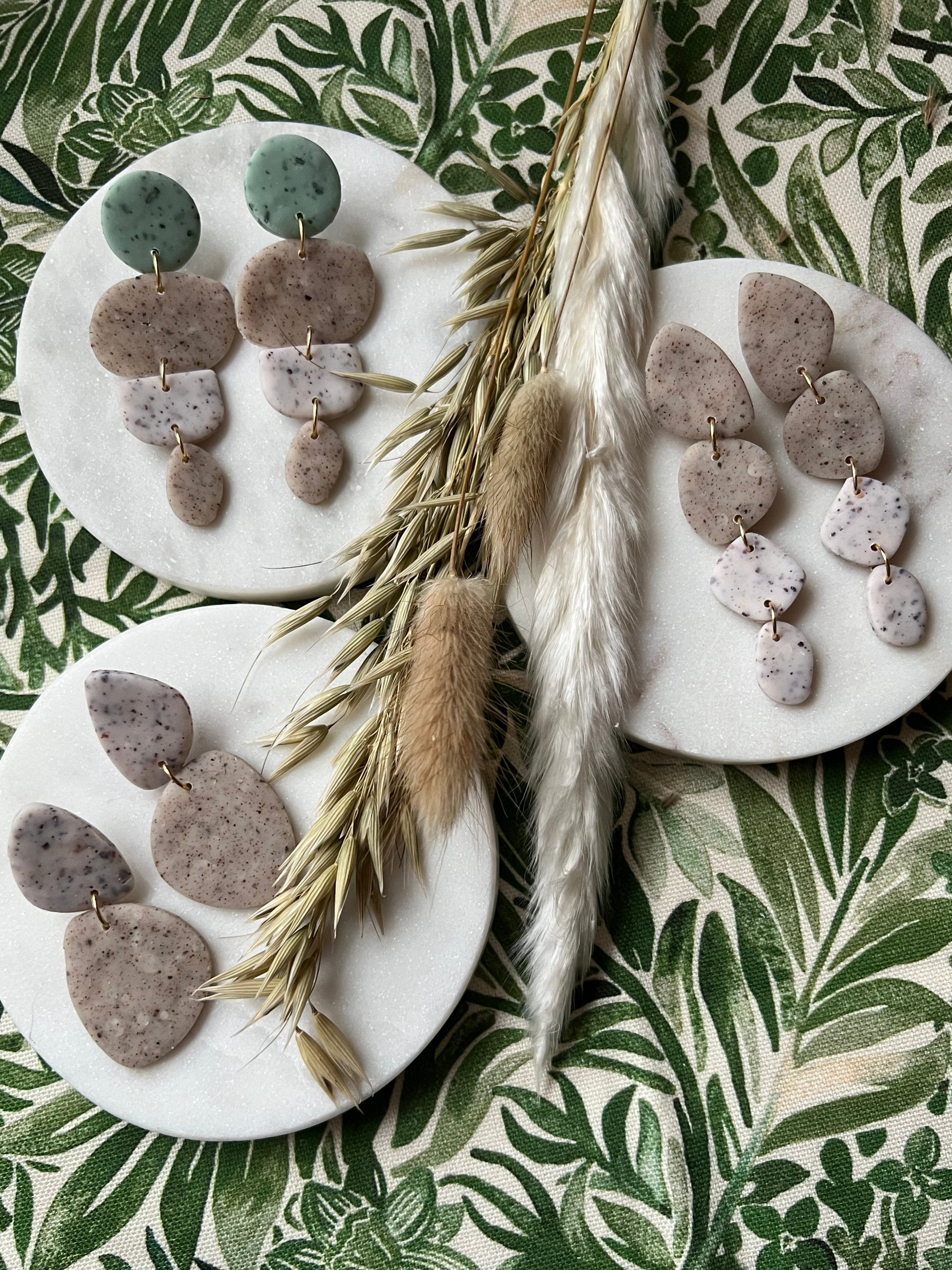 Eau De Nil & Stone Speckled Earrings