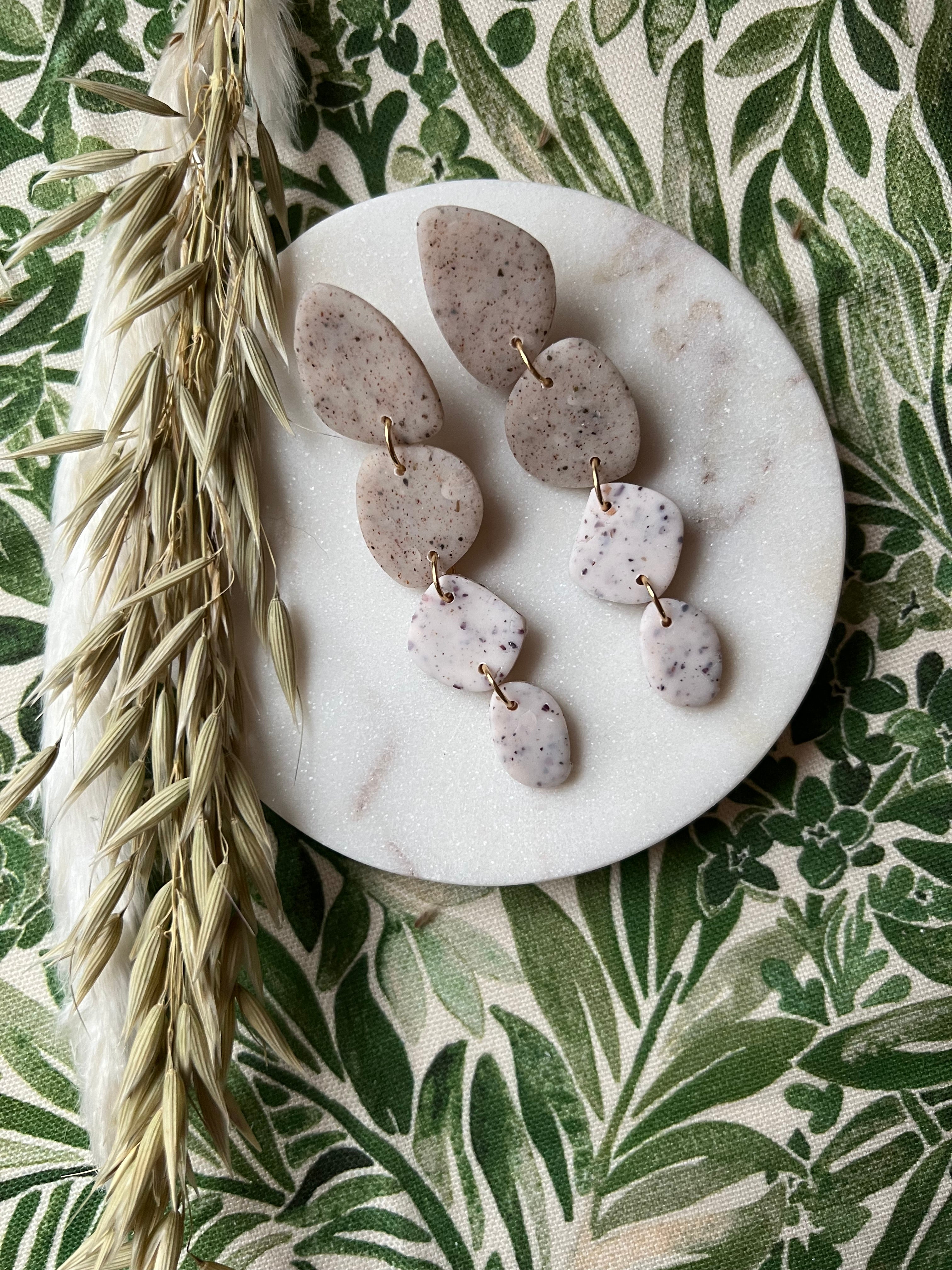 Stone & White Botanical Earrings