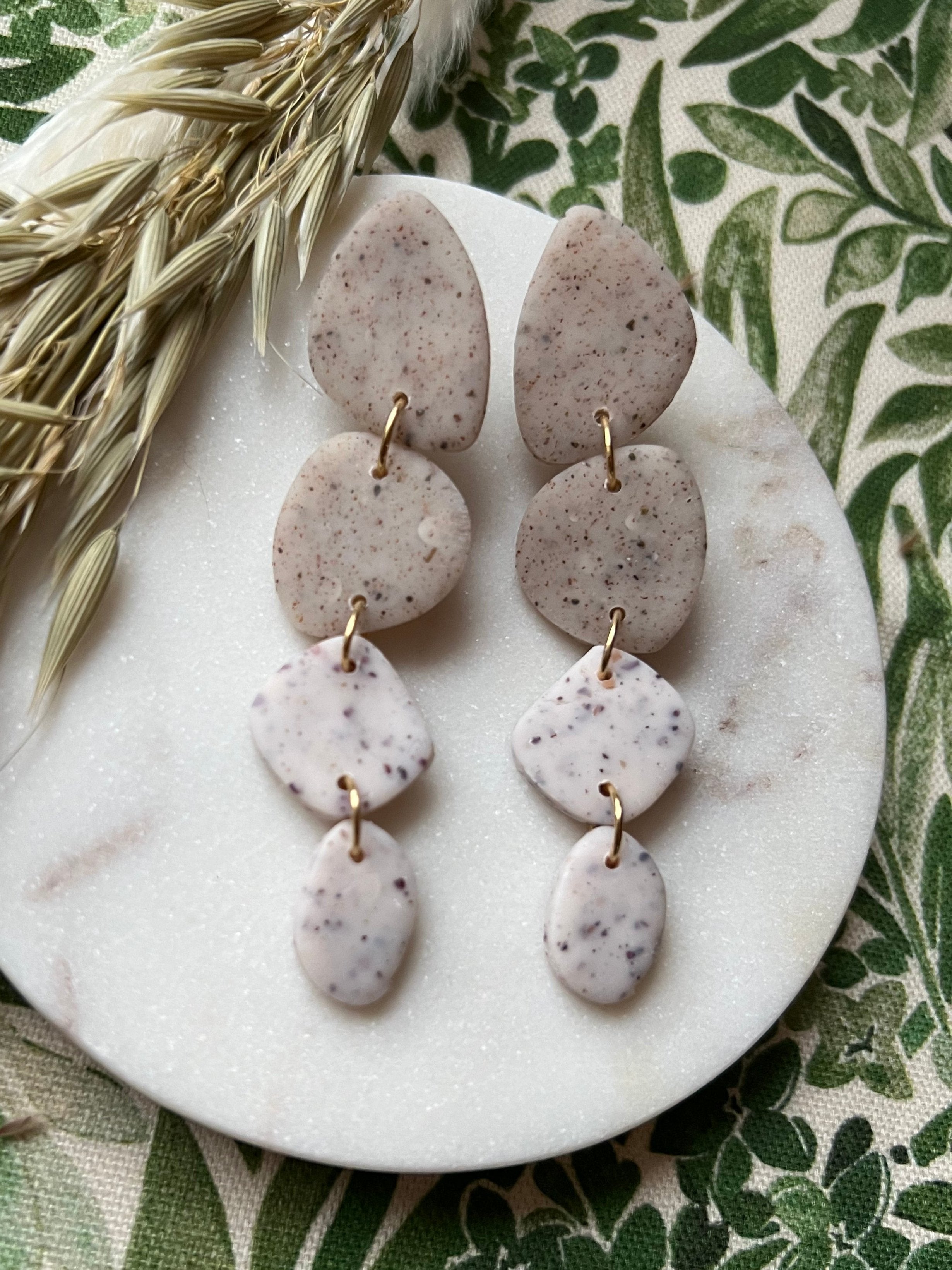 Stone & White Botanical Earrings