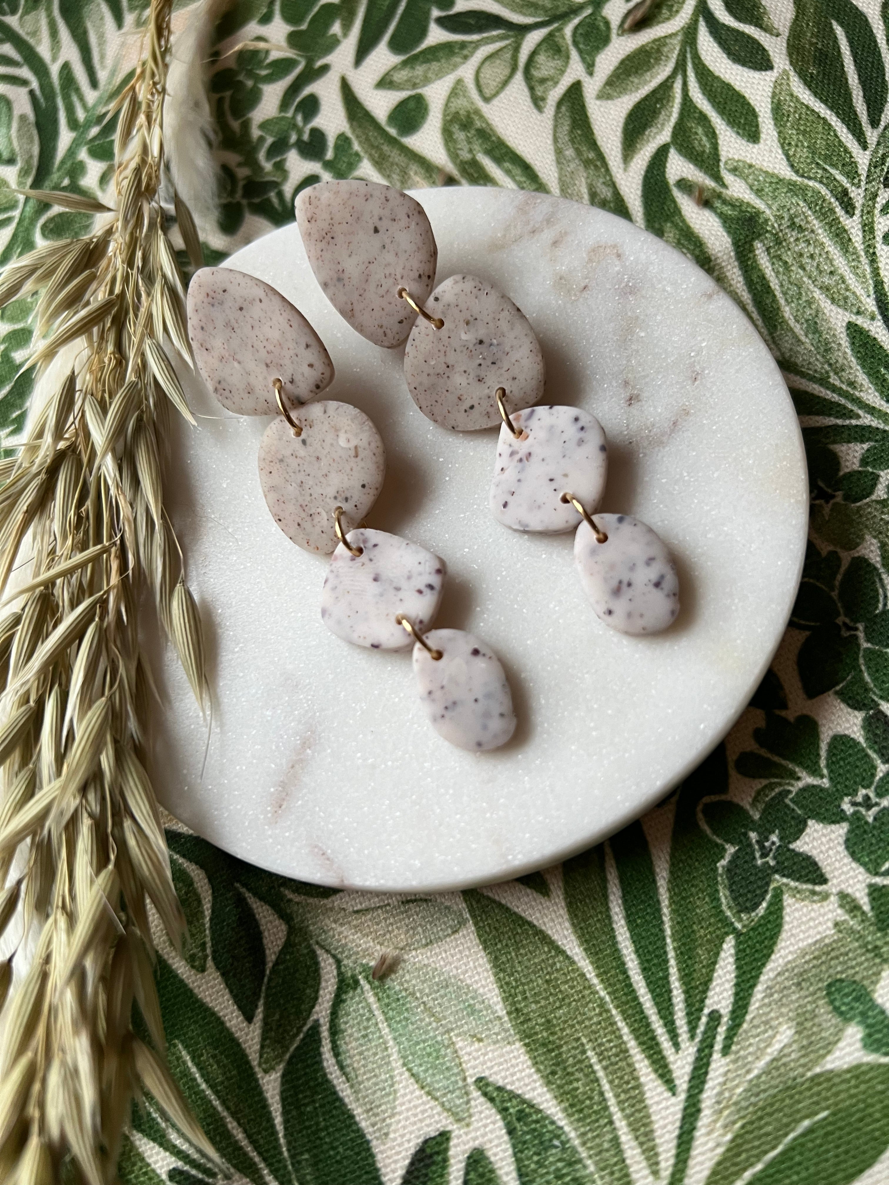 Stone & White Botanical Earrings