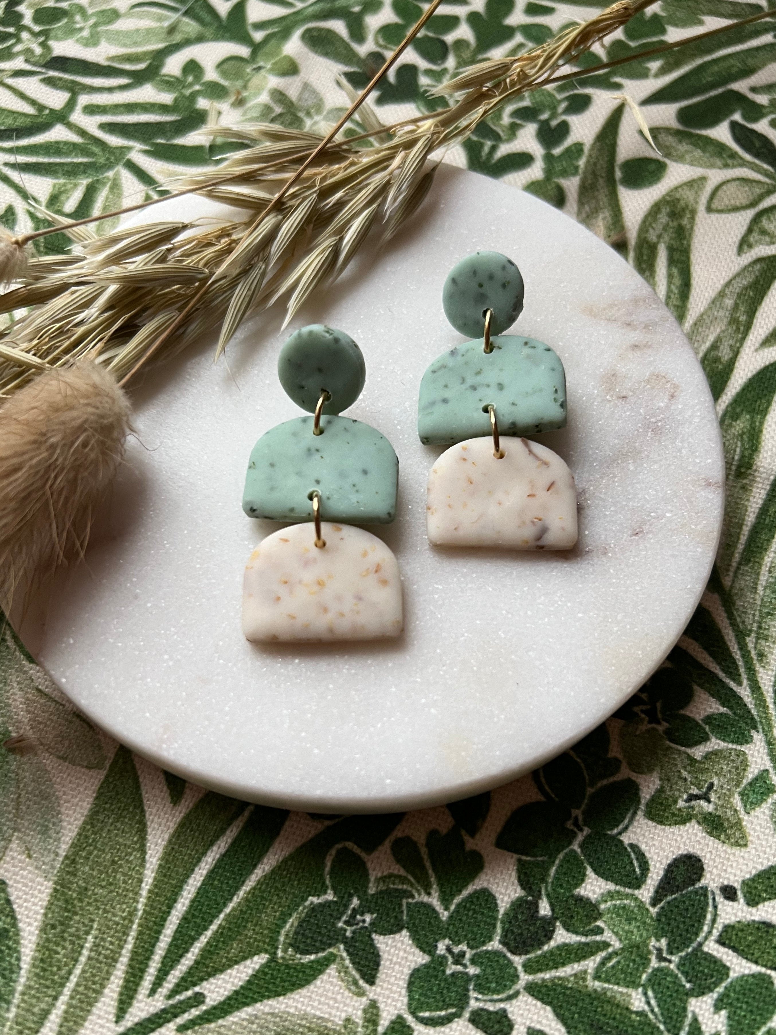 Botanical Sunflower & Eau De Nil Earrings