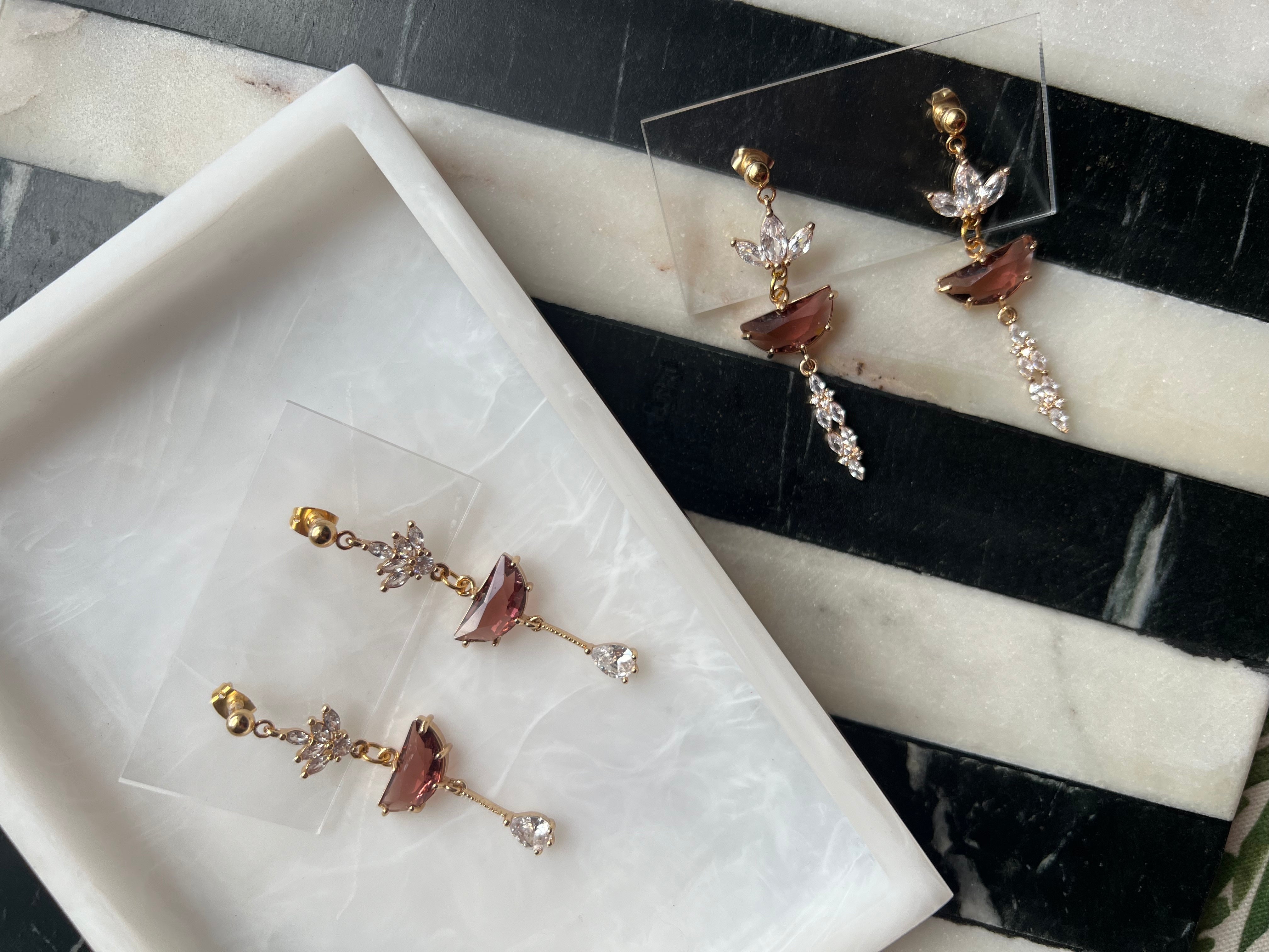 Vintage Inspired Burgundy Stone Earrings