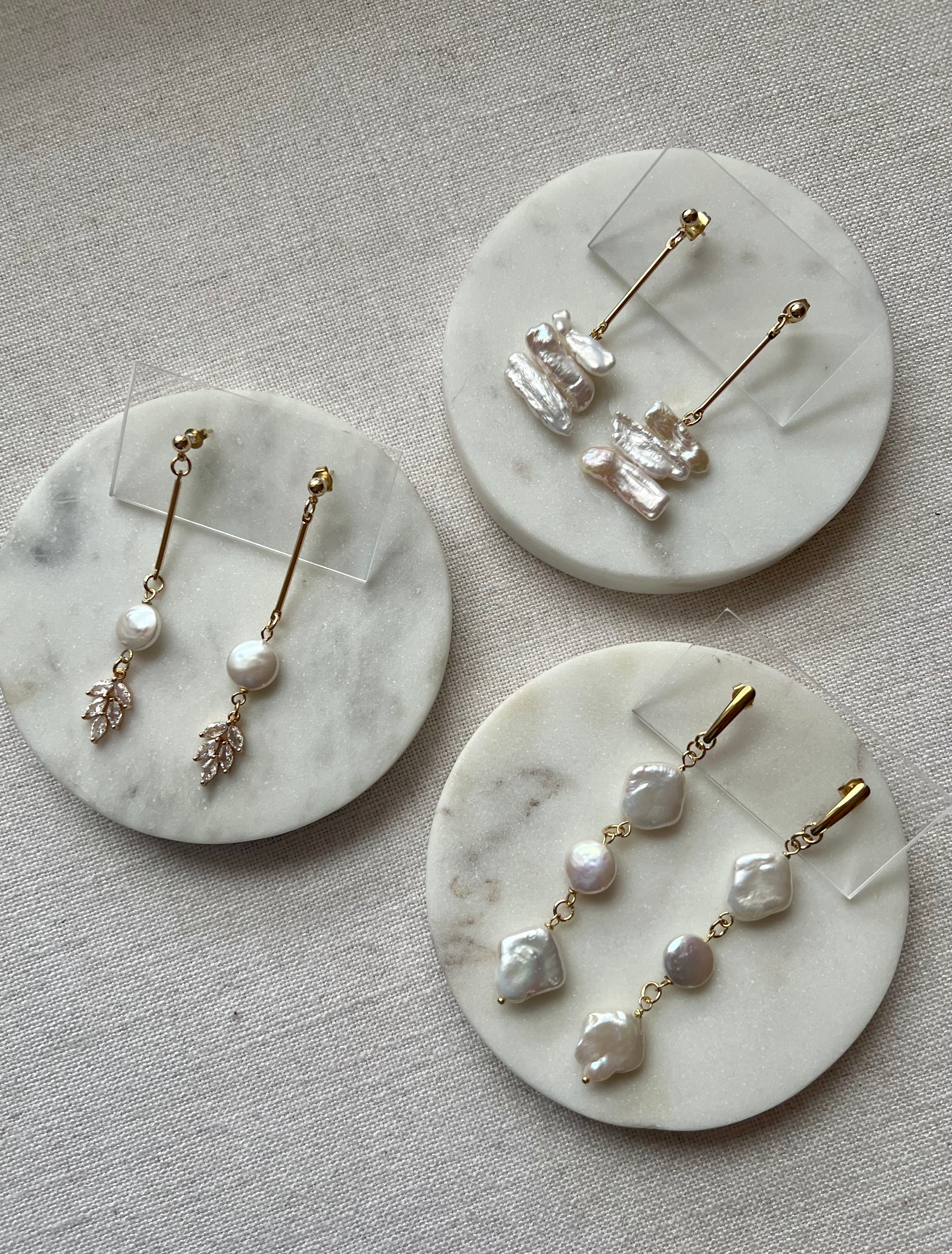 Natural Freshwater Circular Pearl Earrings with Cubic Zirconias