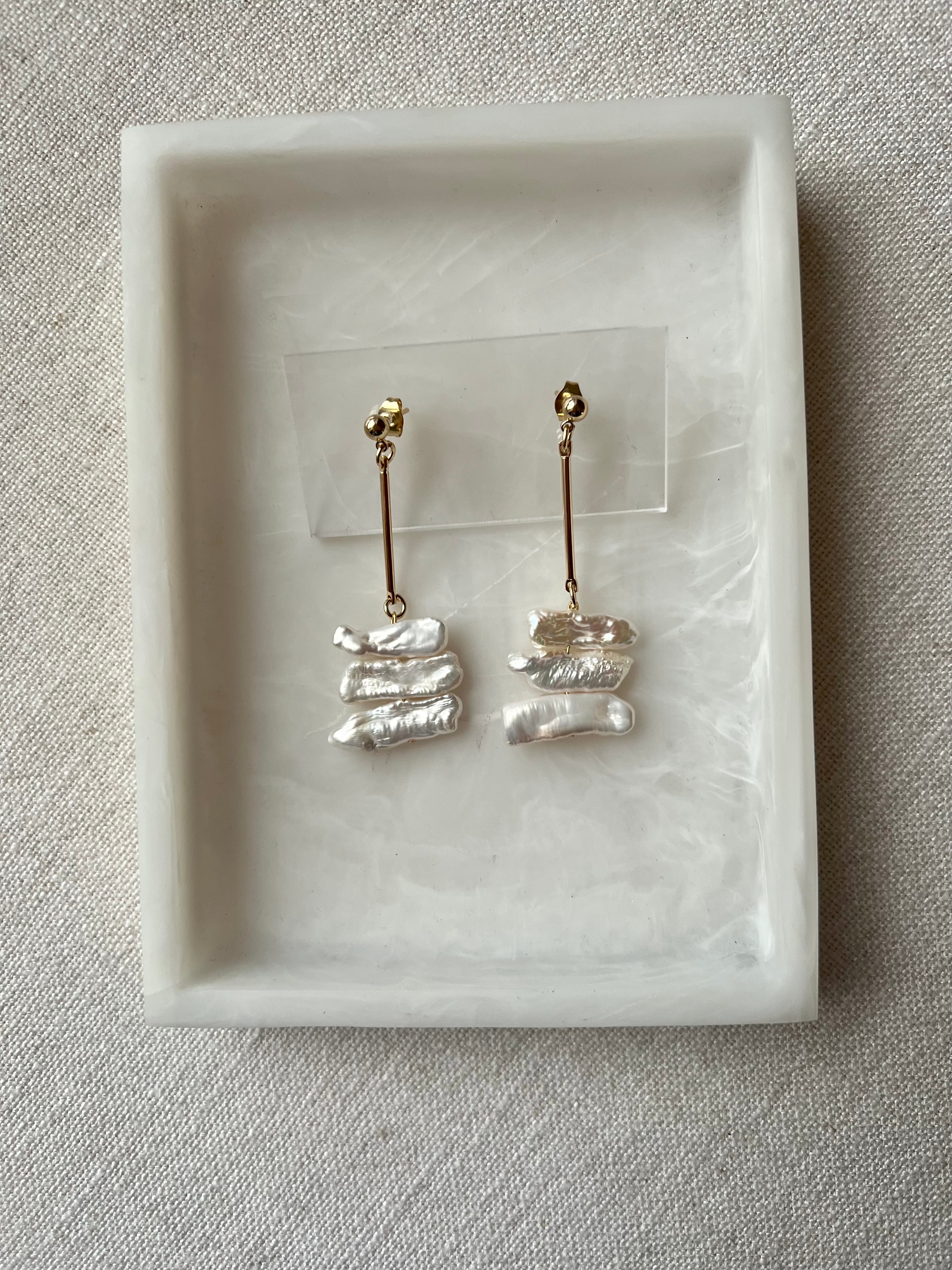Natural Freshwater Biwa Pearl Earrings