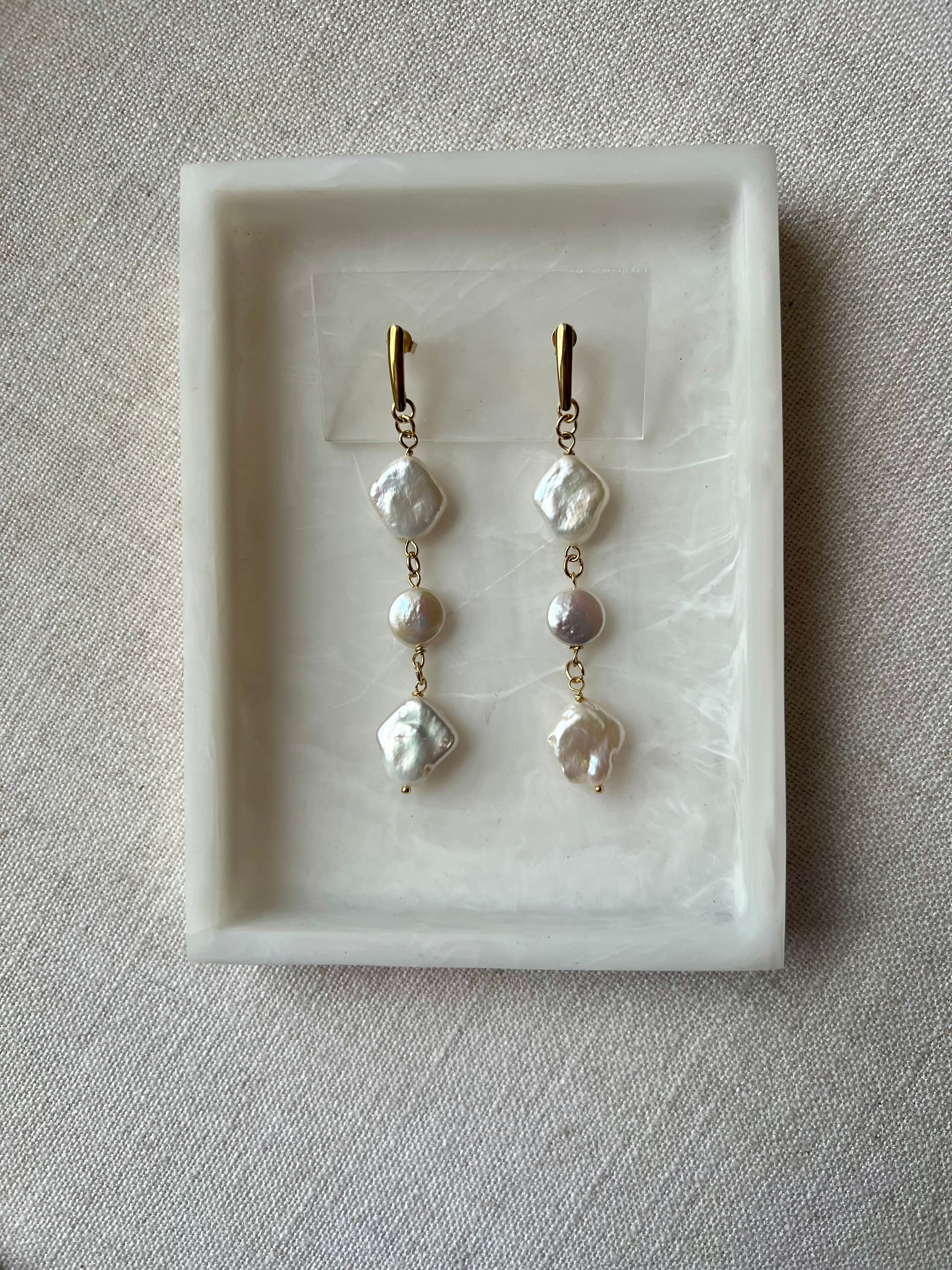 Natural Freshwater Diamond Pearl Earrings