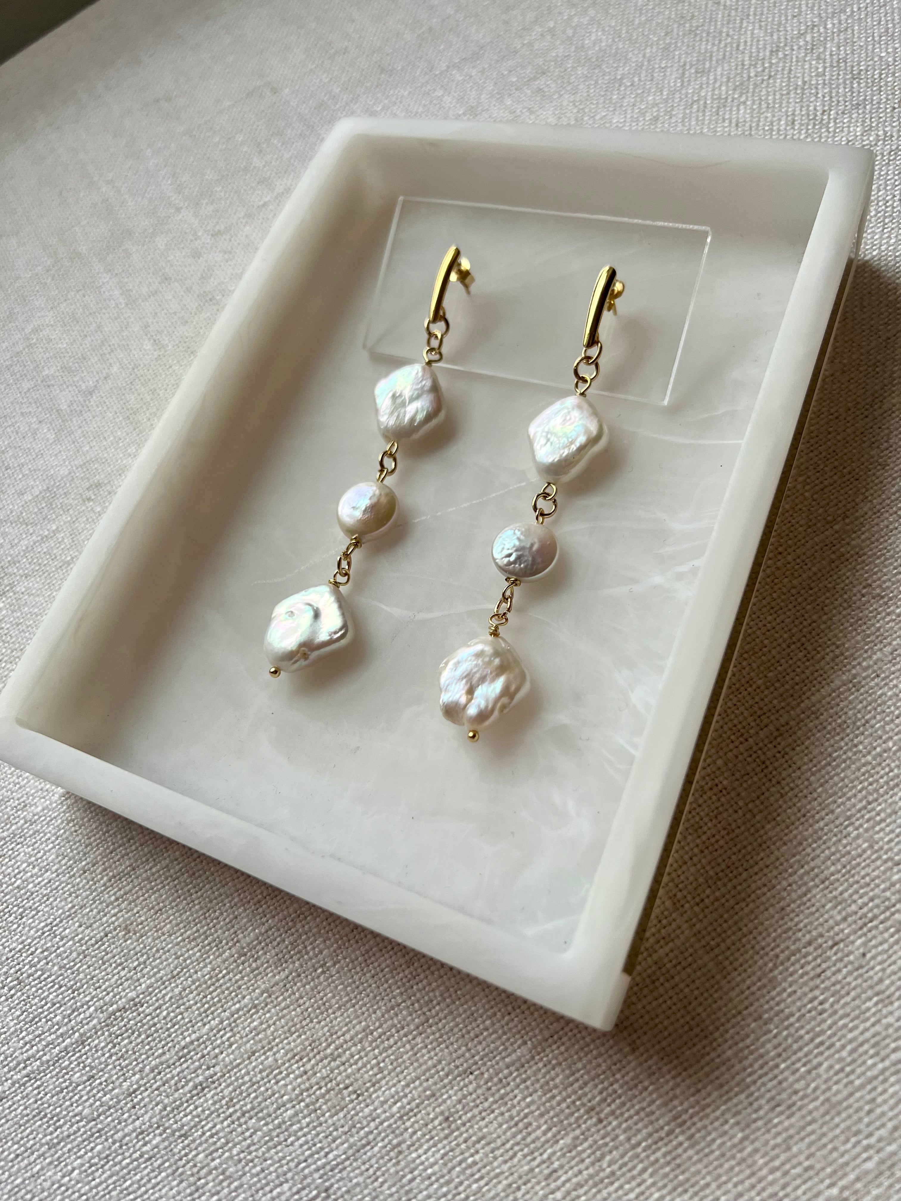 Natural Freshwater Diamond Pearl Earrings