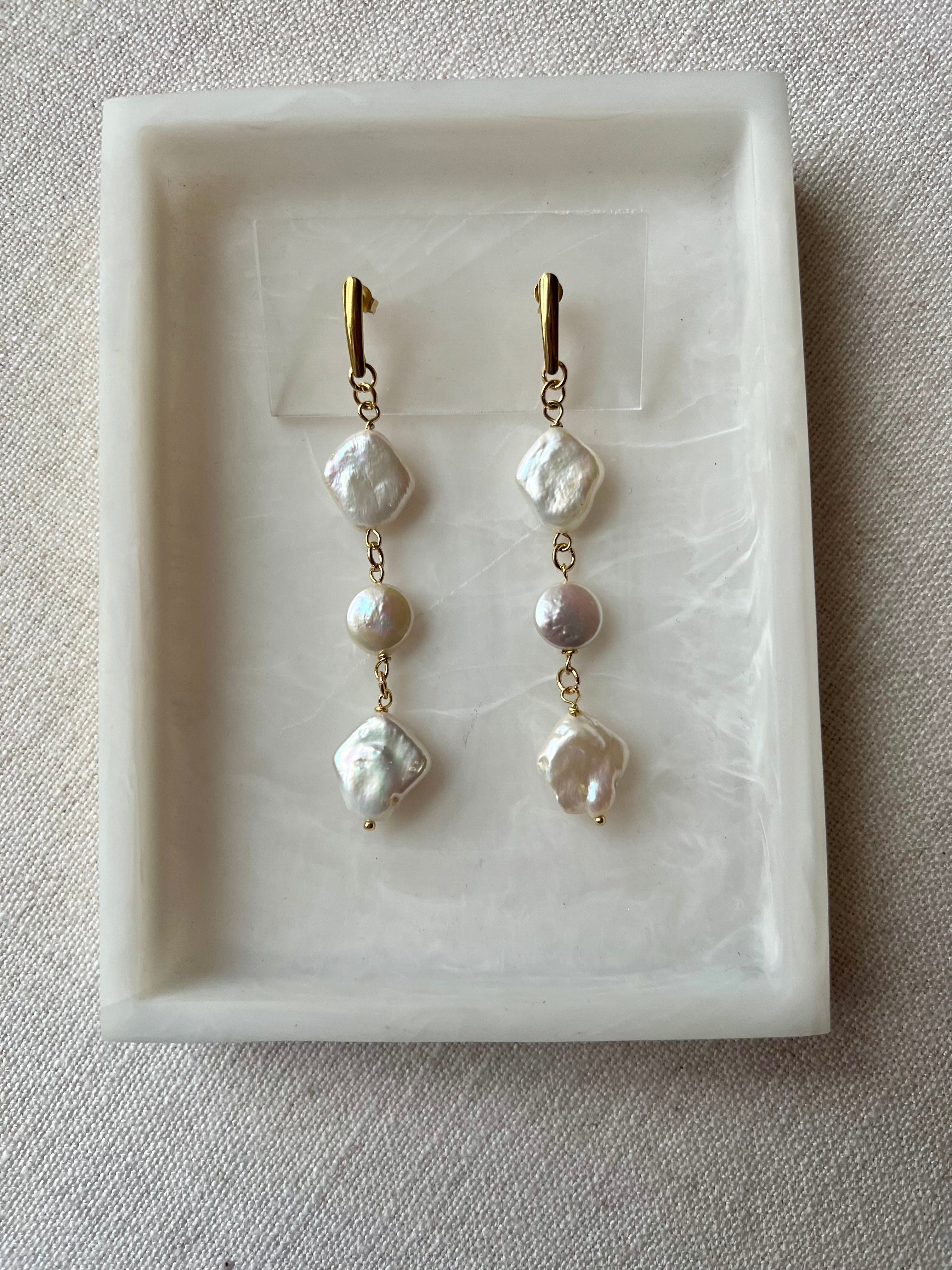 Natural Freshwater Diamond Pearl Earrings