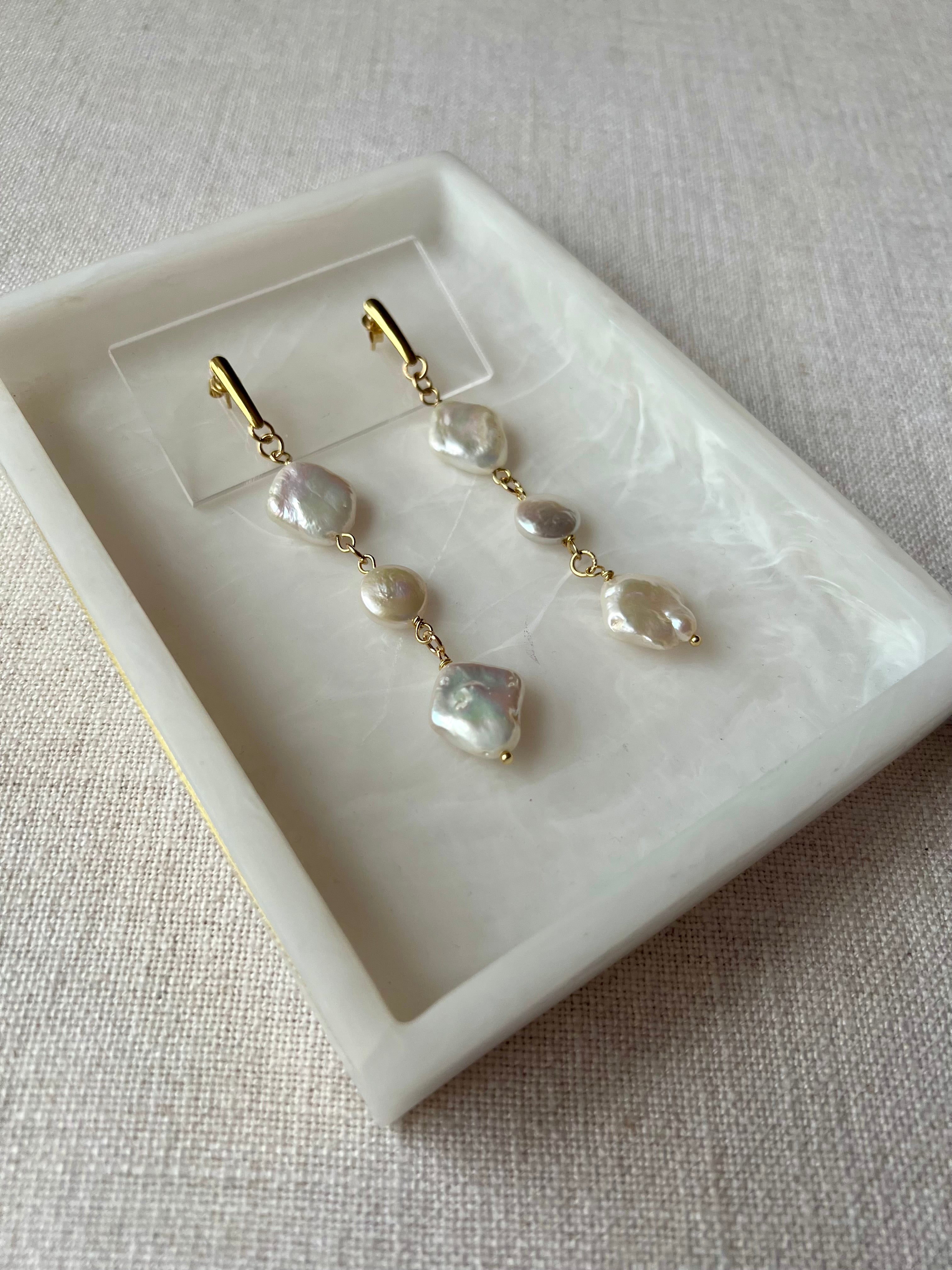 Natural Freshwater Diamond Pearl Earrings