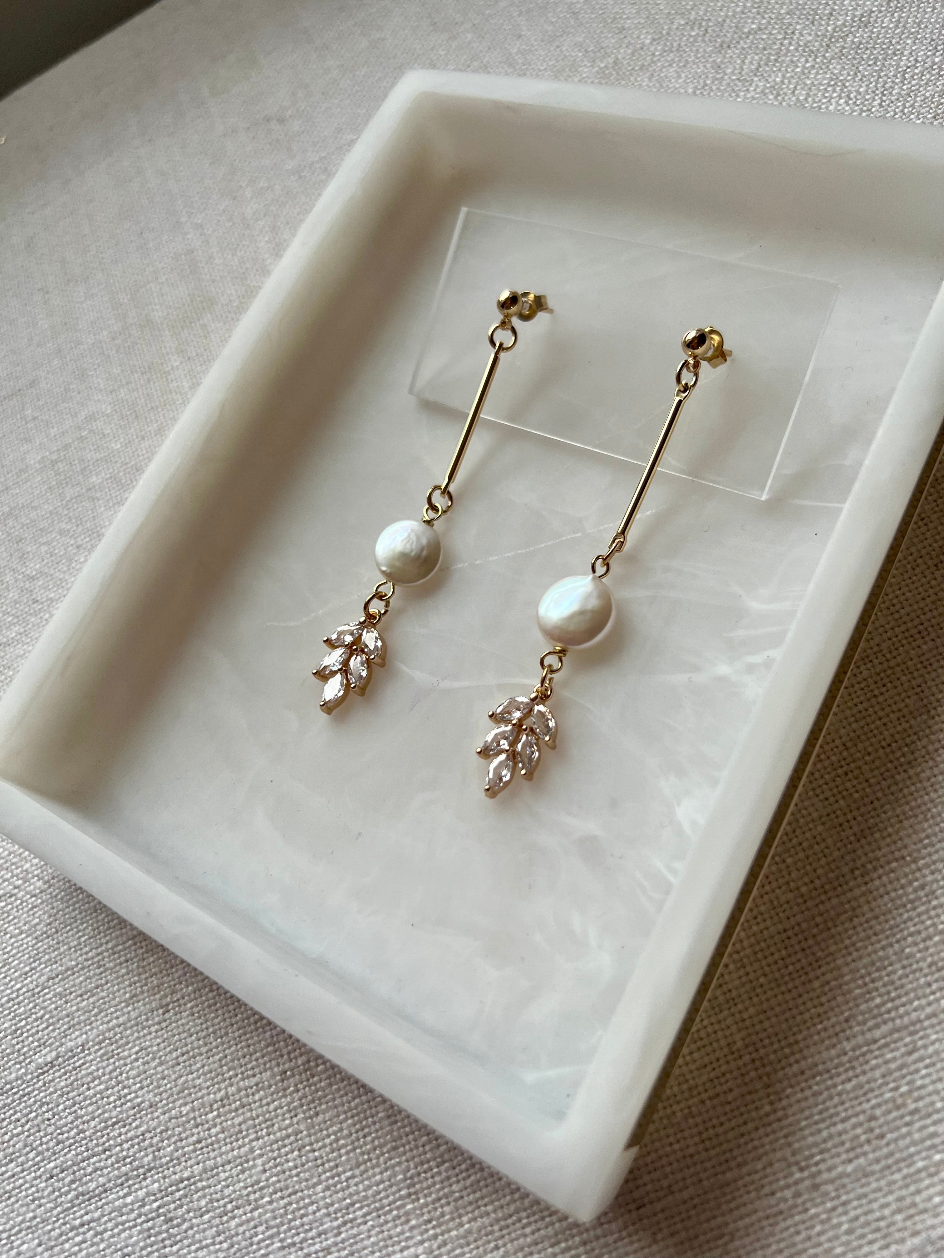 Natural Freshwater Circular Pearl Earrings with Cubic Zirconias