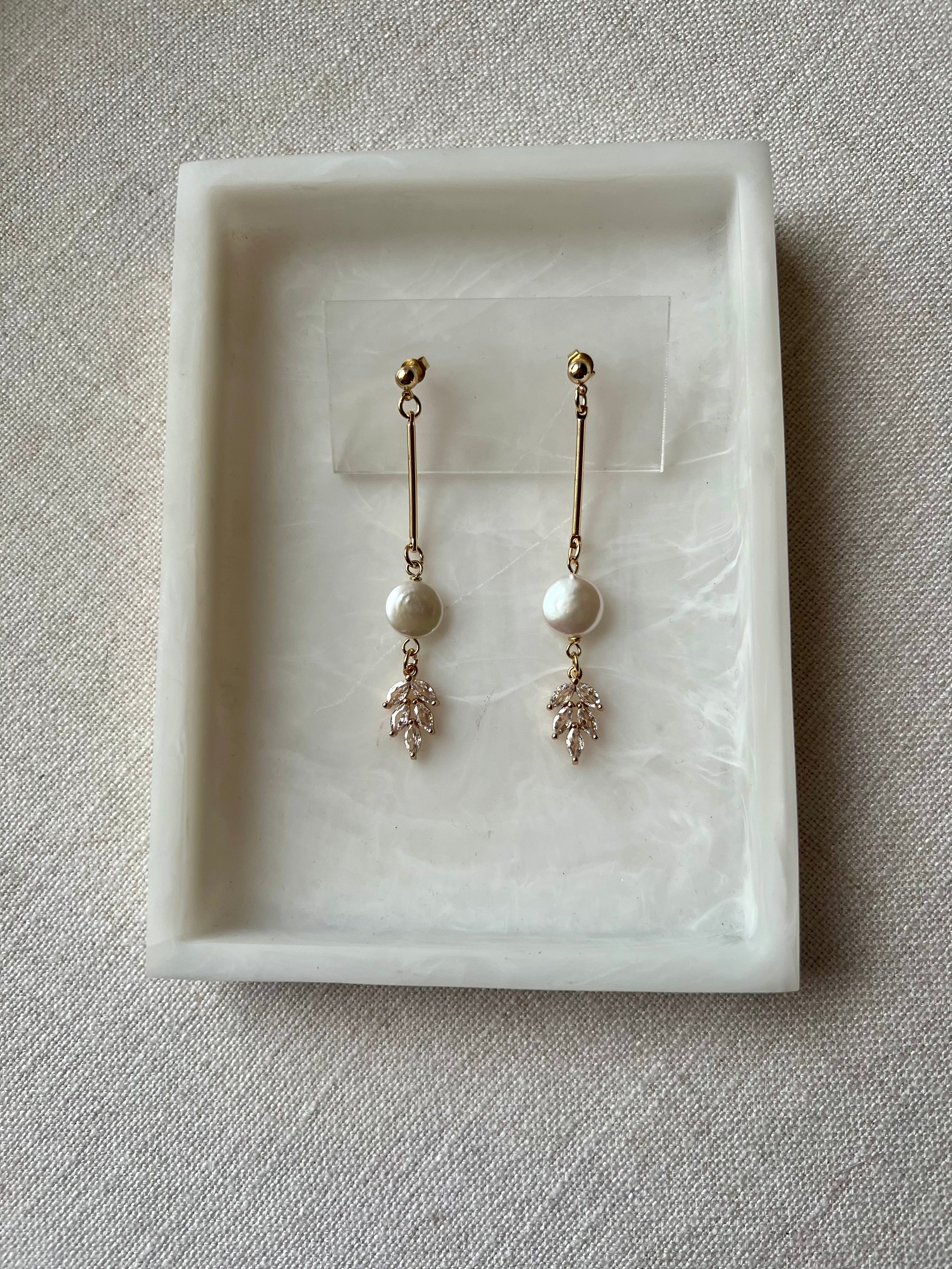 Natural Freshwater Circular Pearl Earrings with Cubic Zirconias