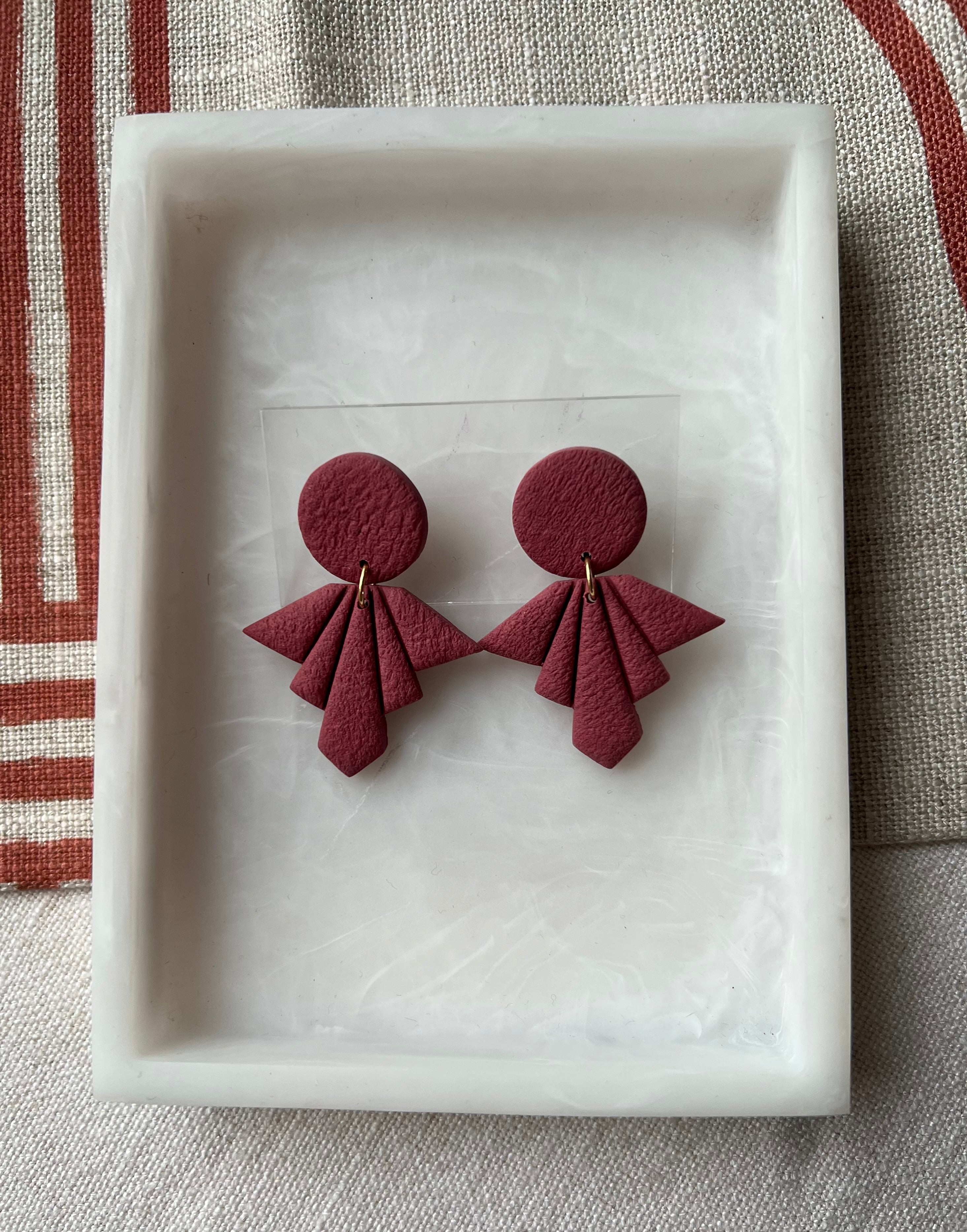 Dusty Pink Textured Fan Earrings
