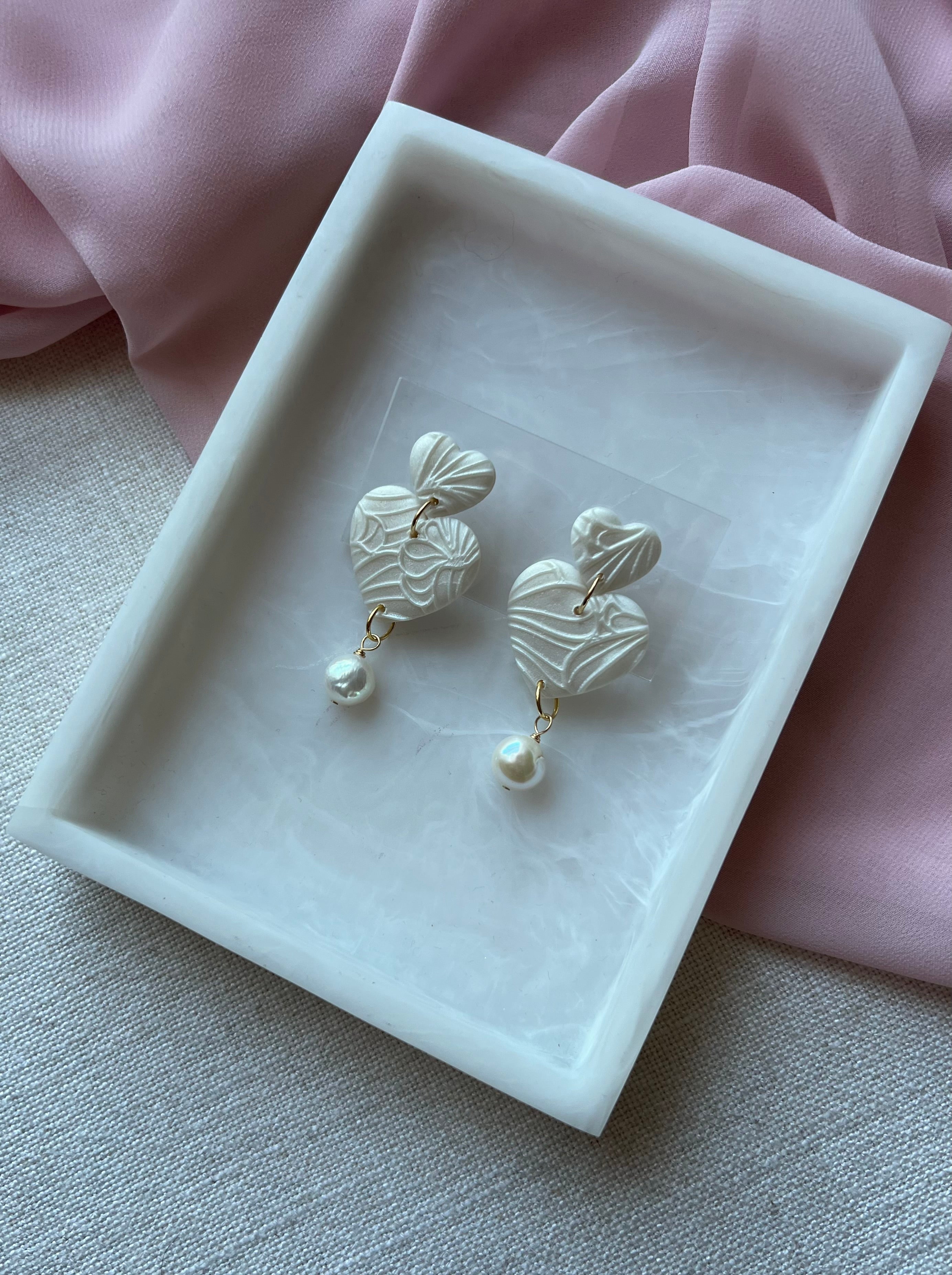 Pearl Textured Hearts with Baroque Pearls