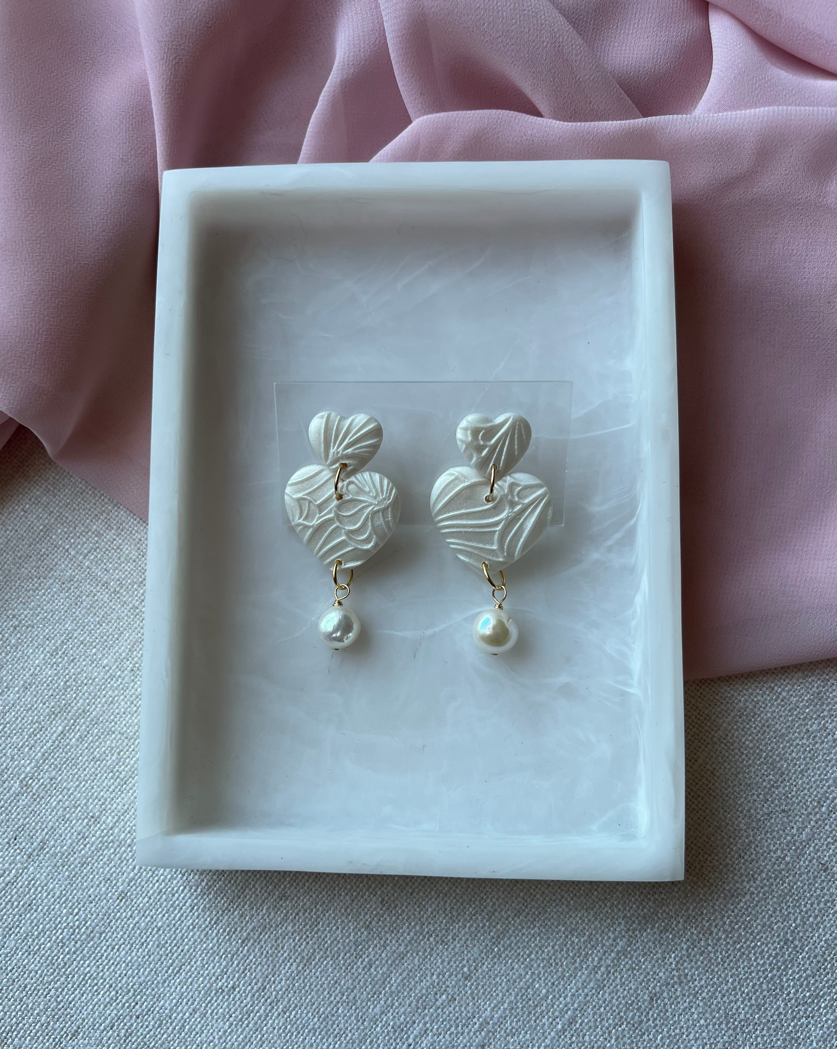 Pearl Textured Hearts with Baroque Pearls