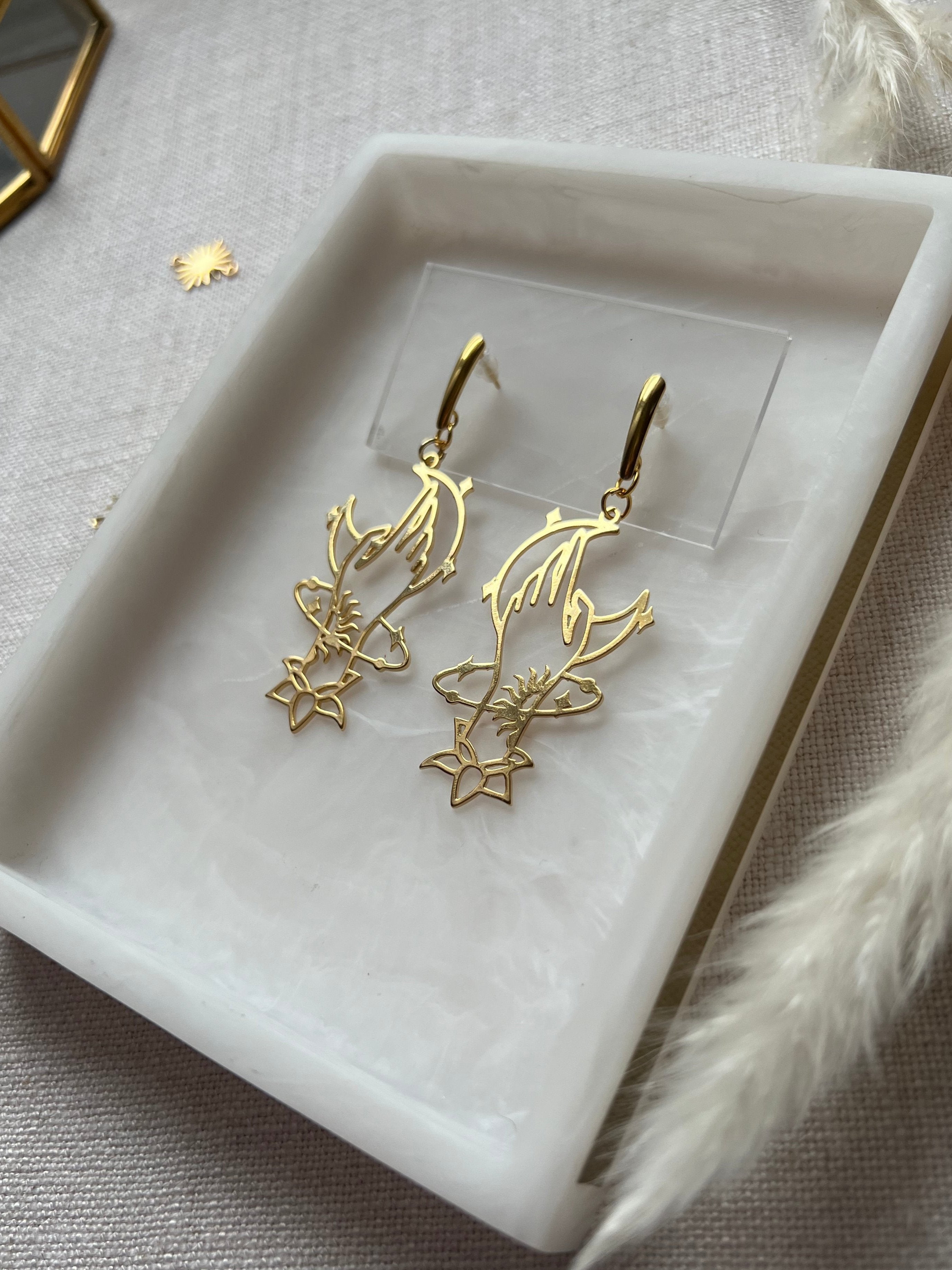 Gold Plated Celestial Hand & Moon Earrings