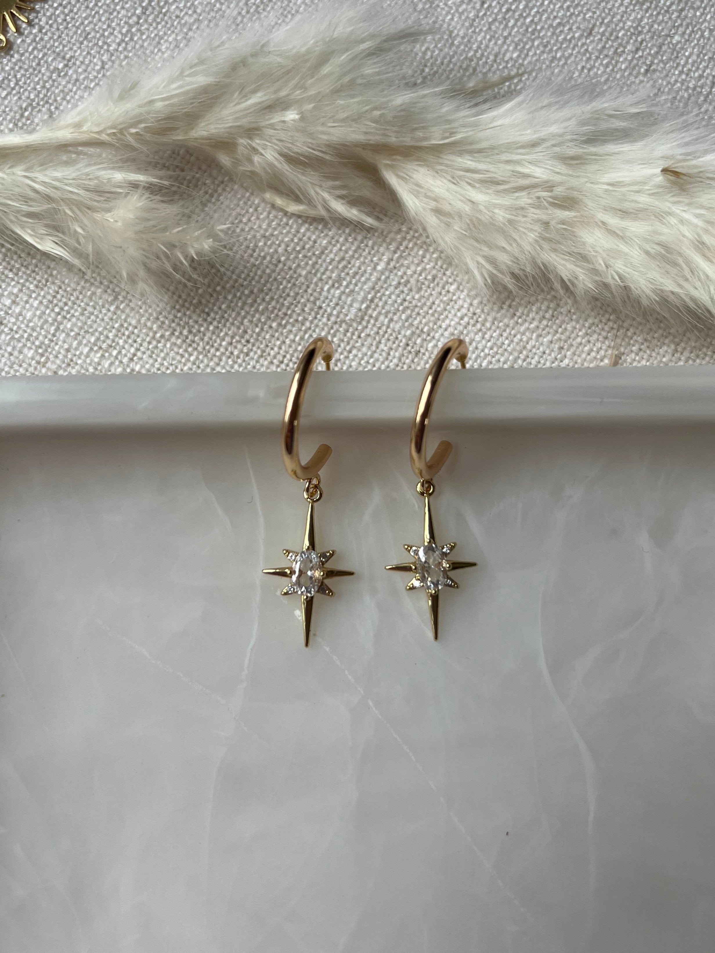 North Star Hoop Earrings