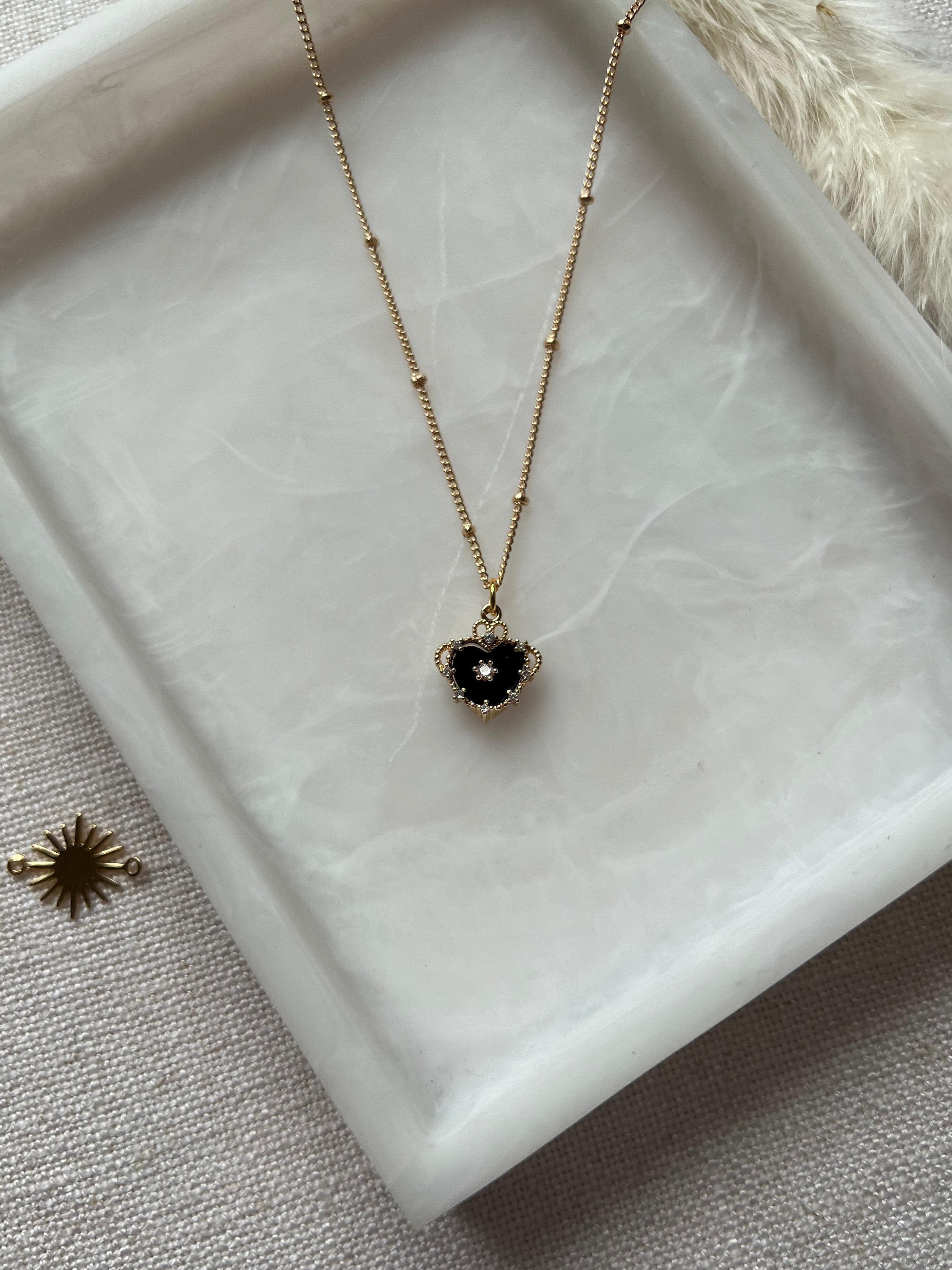 Black Sacred Heart Necklace