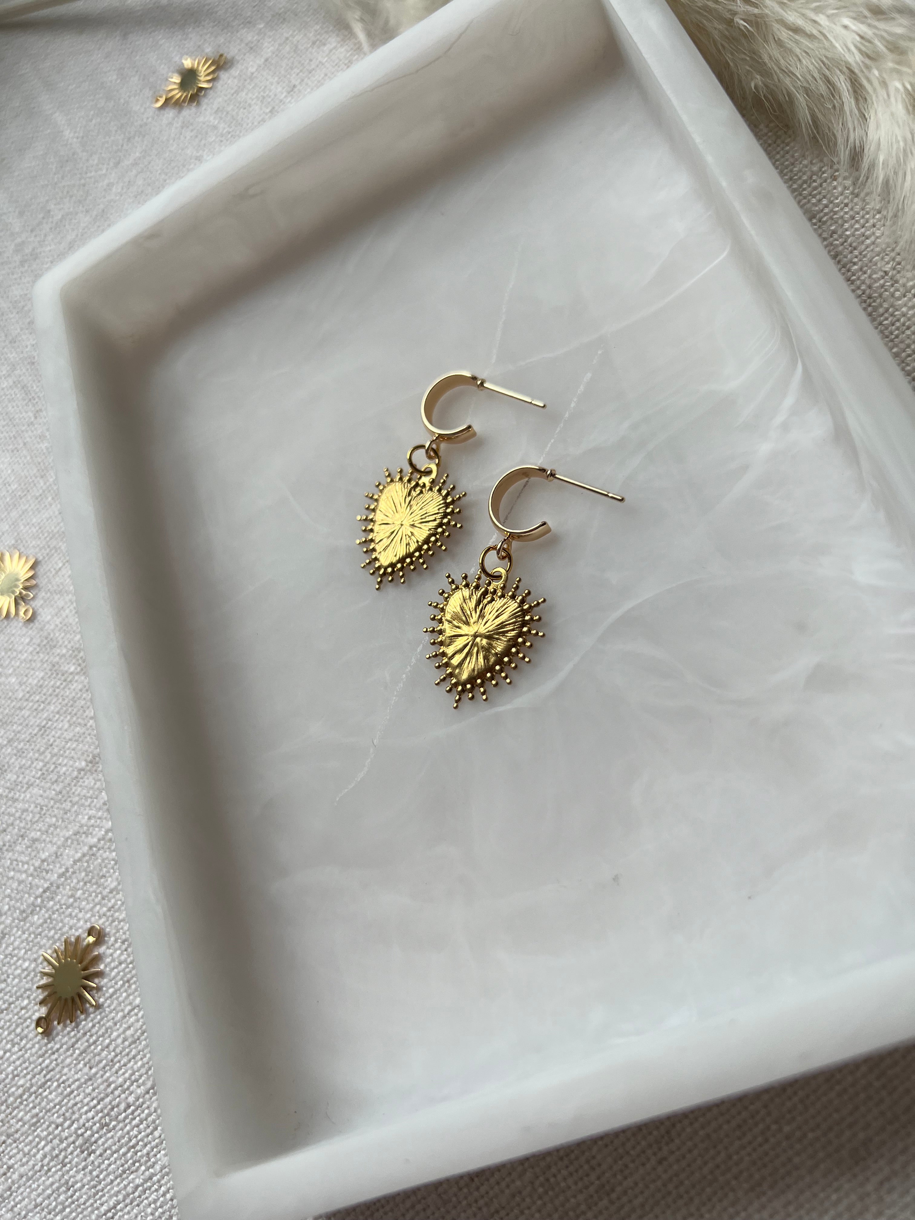 Sacred Heart on Small Hoop Earrings