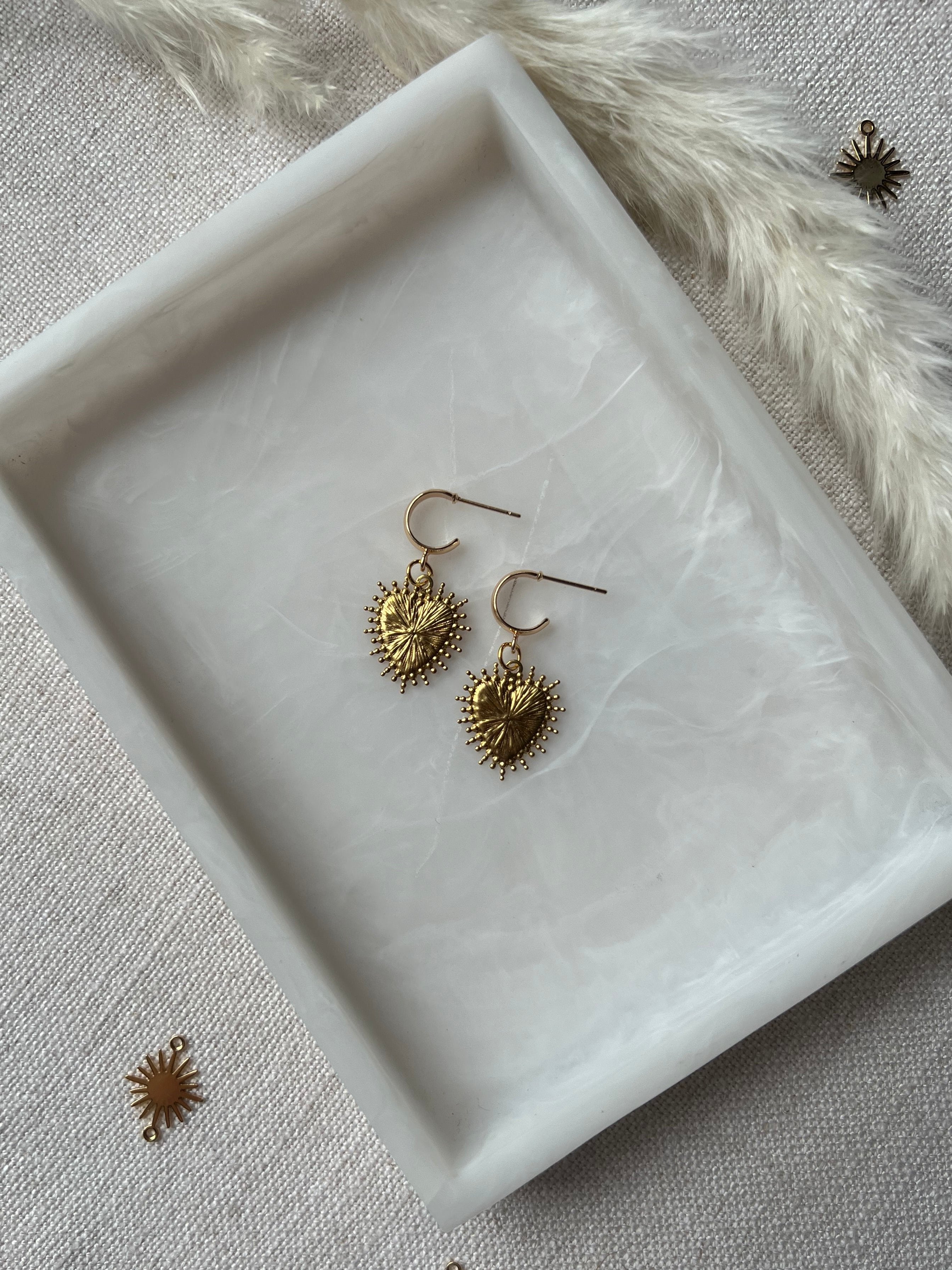 Sacred Heart on Small Hoop Earrings