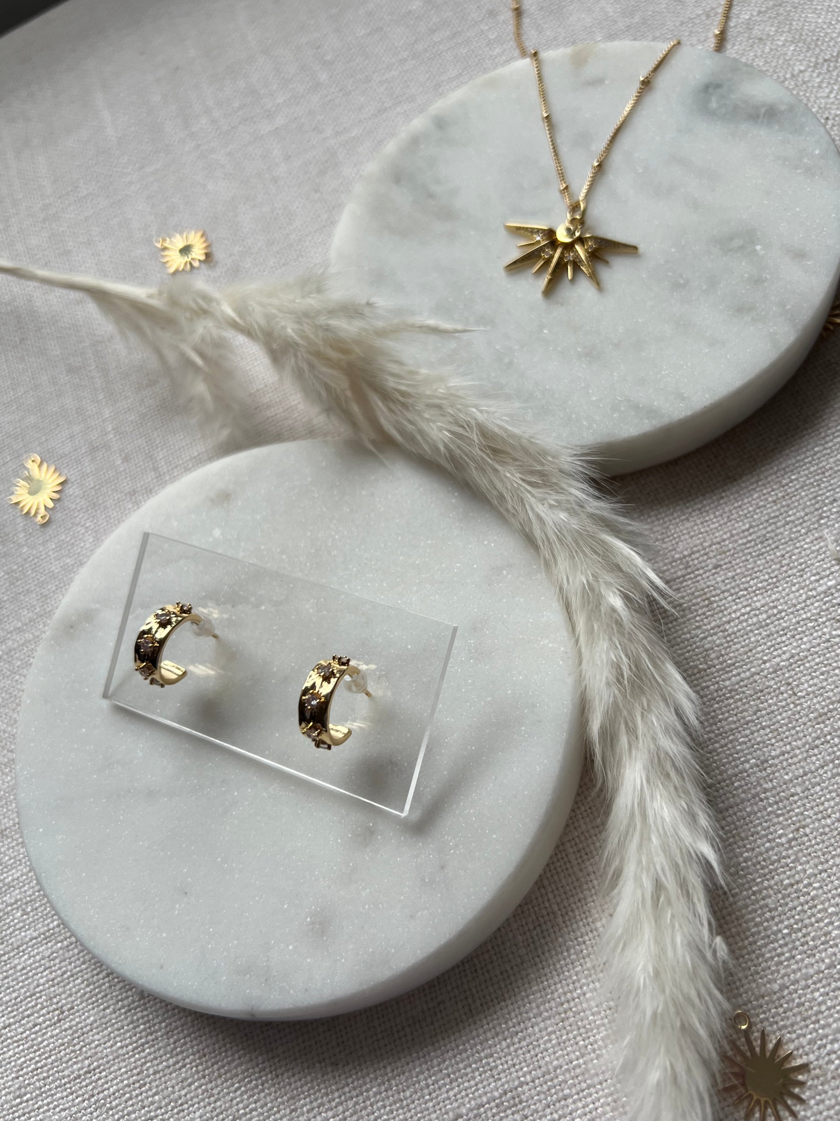 Cubic Zirconia Star Hoops