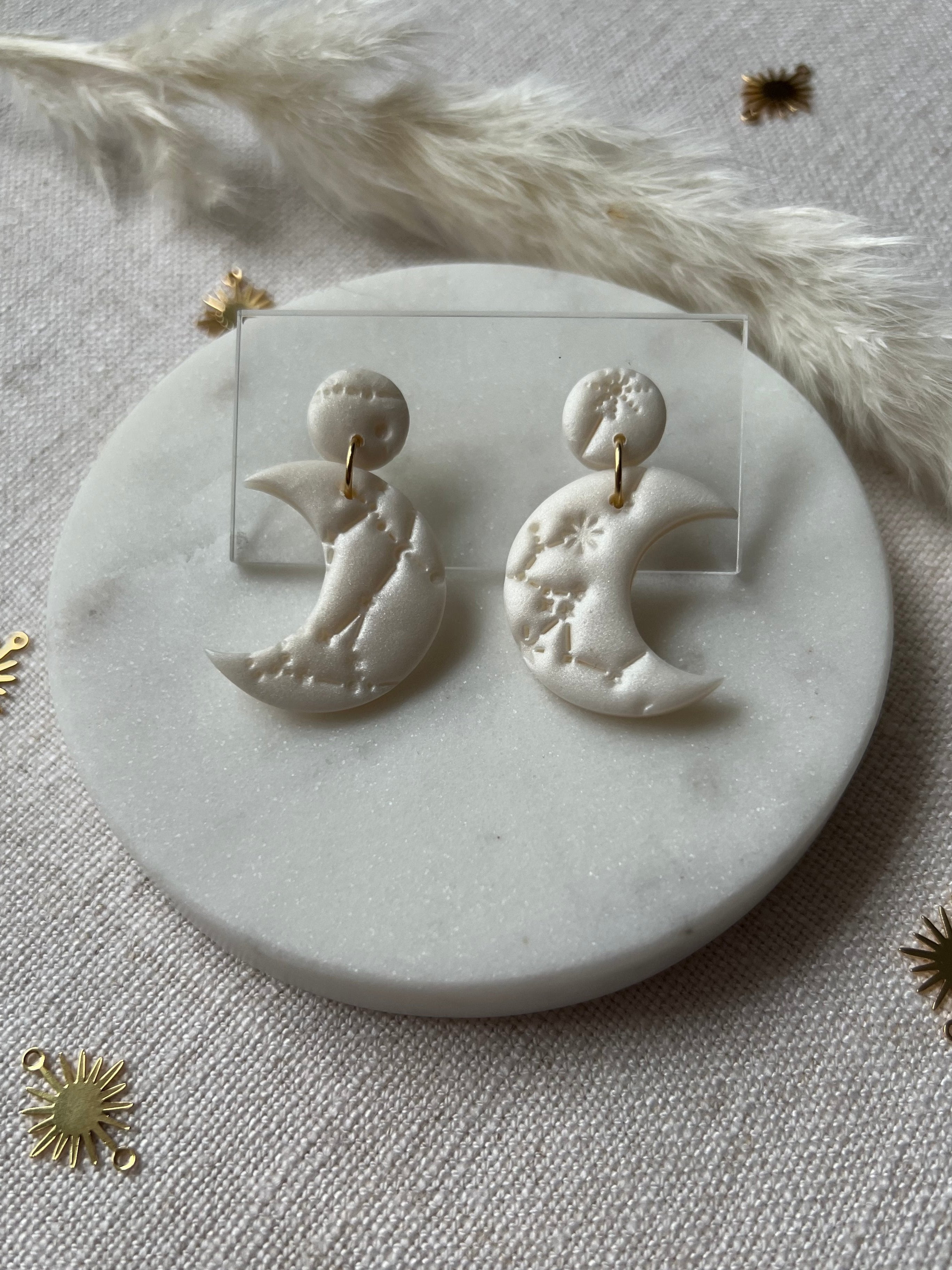 Large Celestial Pearl Moon Earrings