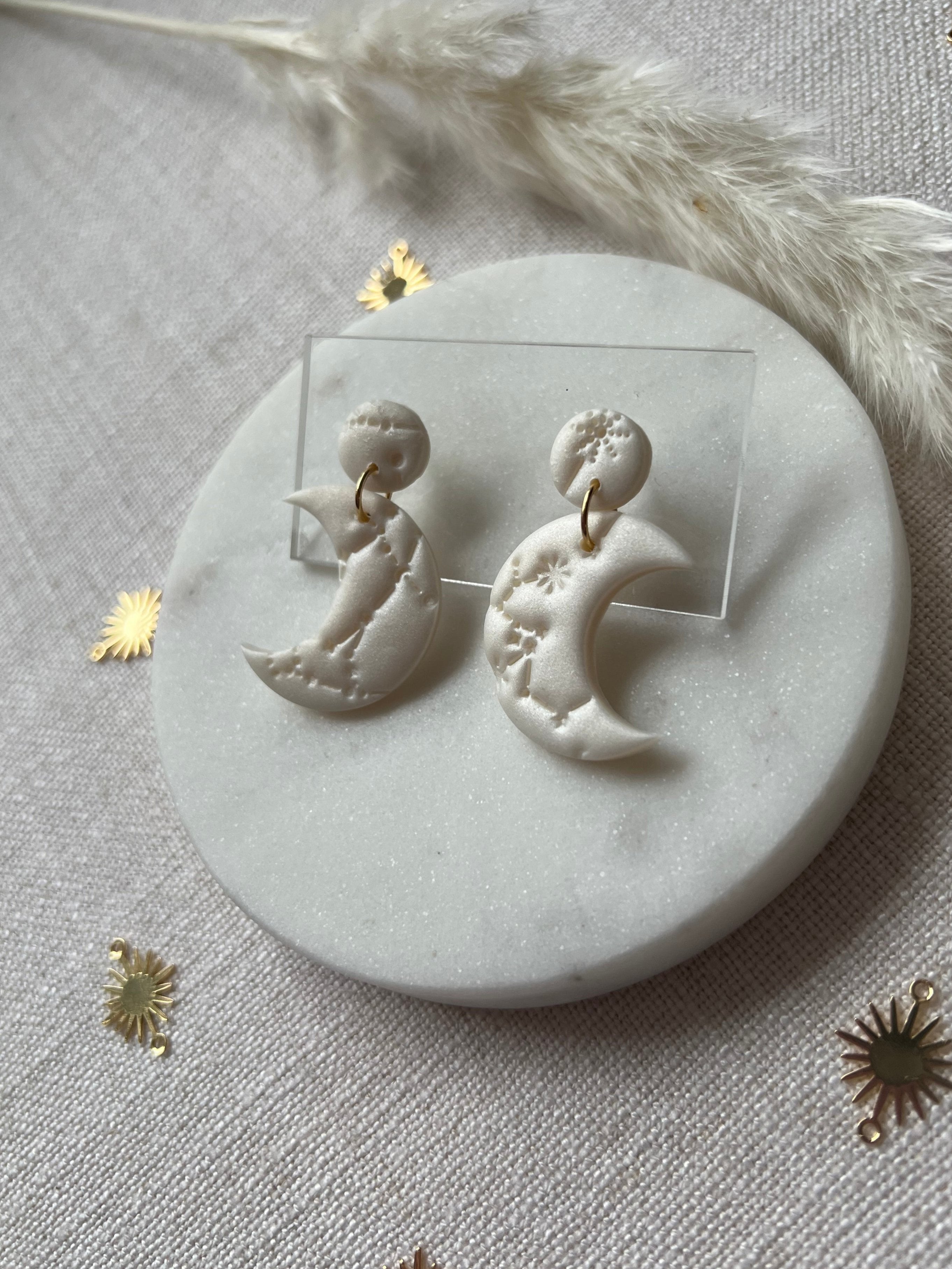 Large Celestial Pearl Moon Earrings