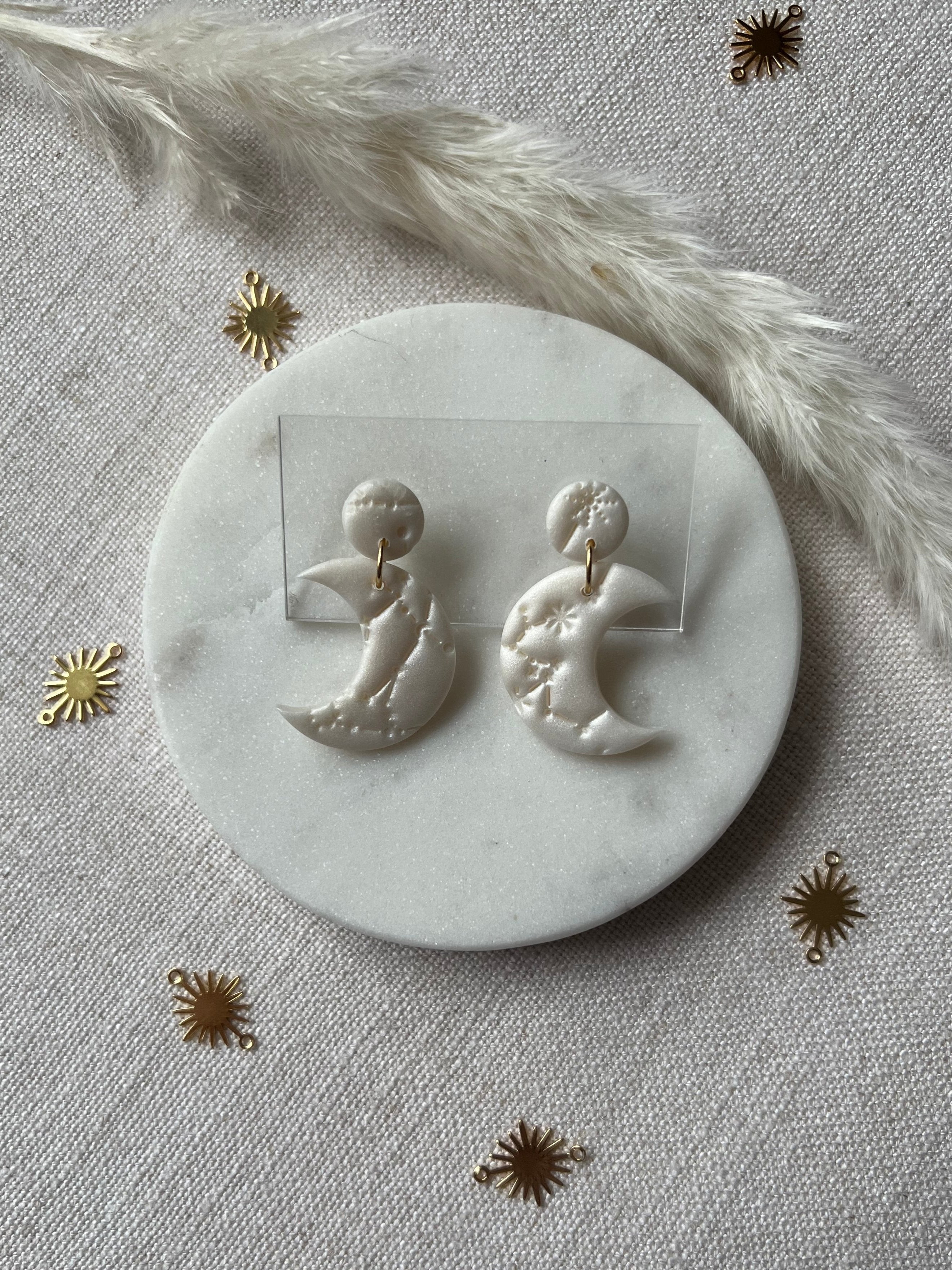 Large Celestial Pearl Moon Earrings