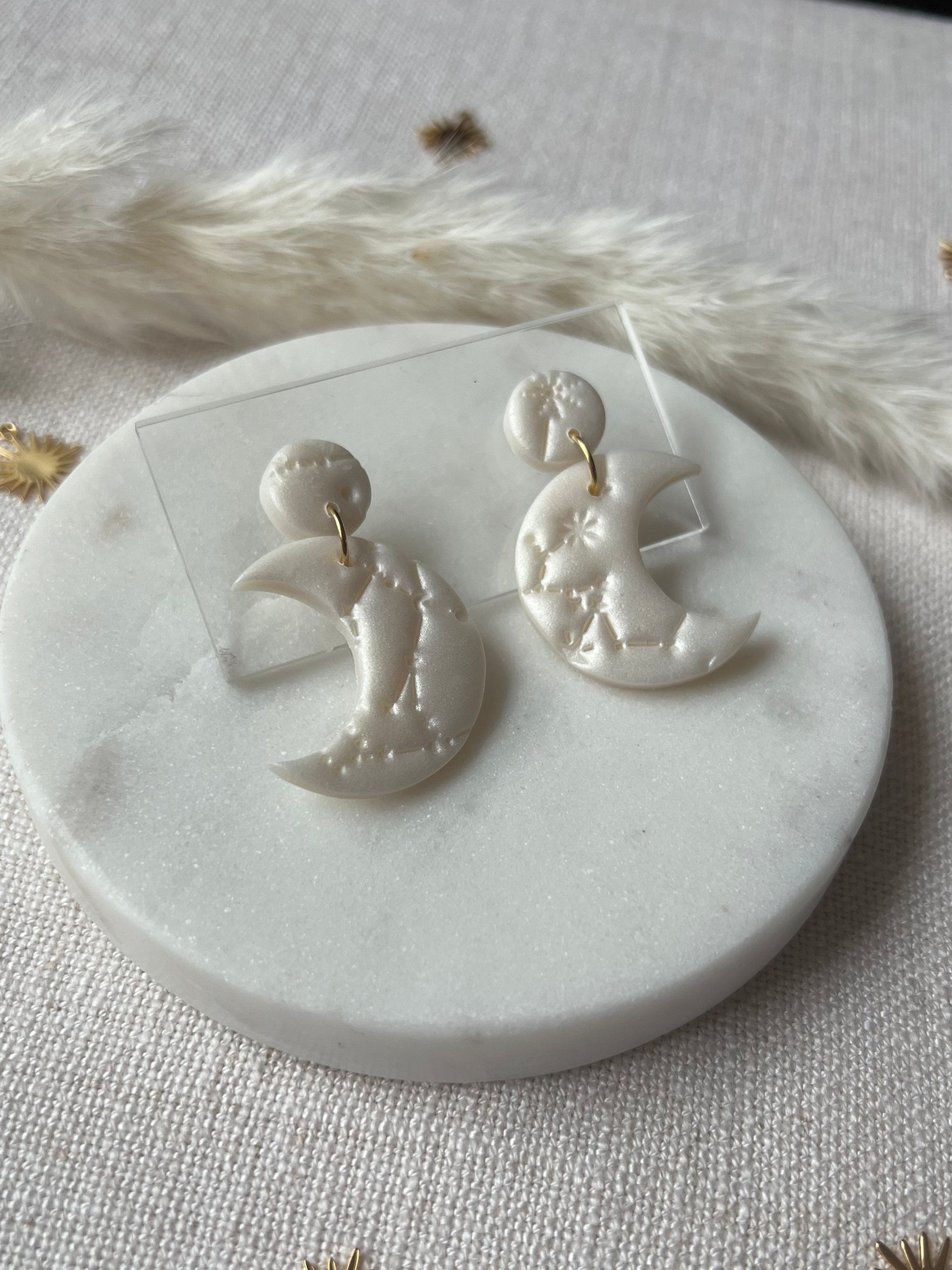 Large Celestial Pearl Moon Earrings