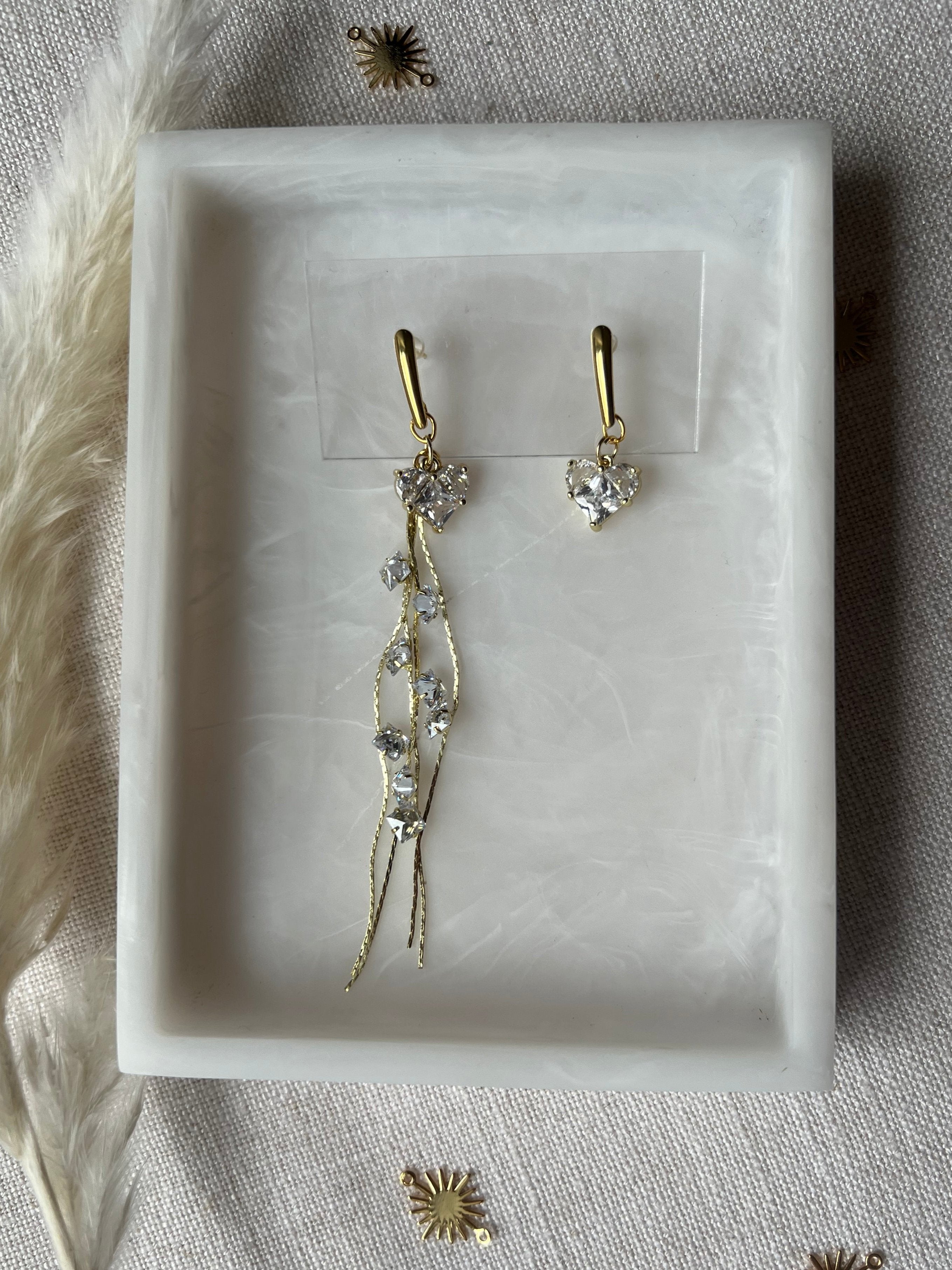 Cubic Zirconia Asymmetrical Heart Earrings
