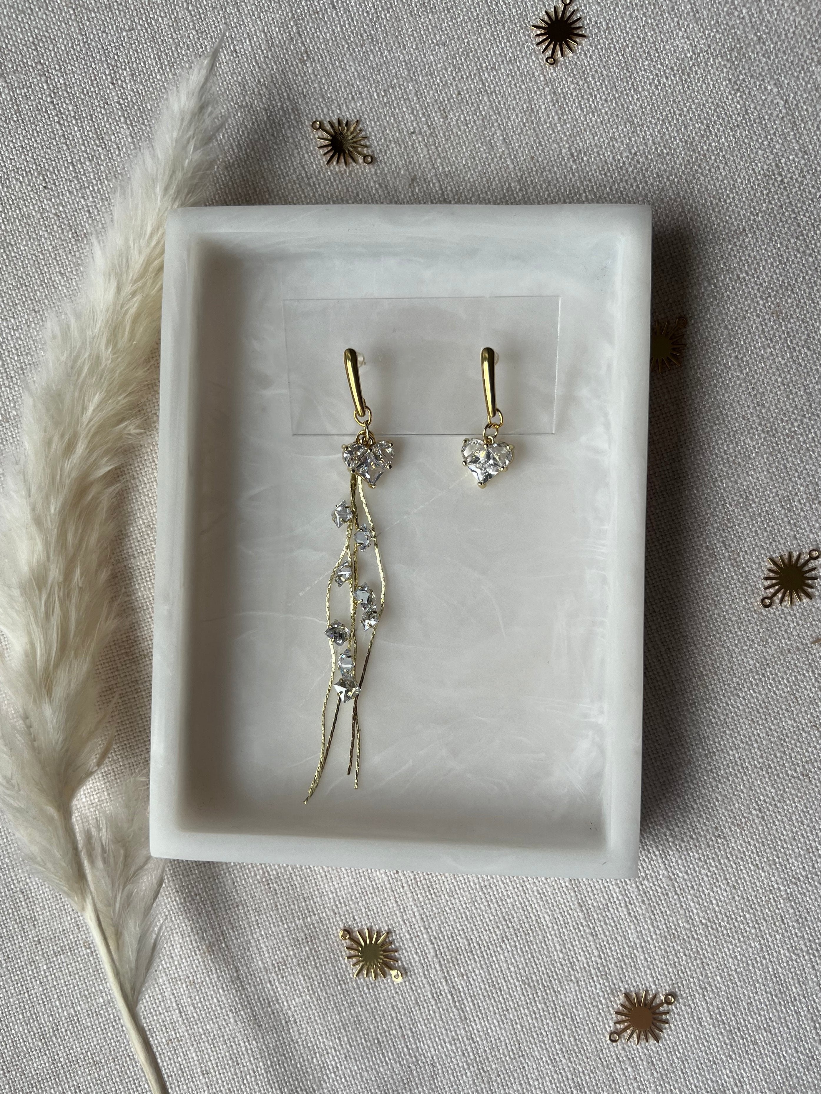 Cubic Zirconia Asymmetrical Heart Earrings