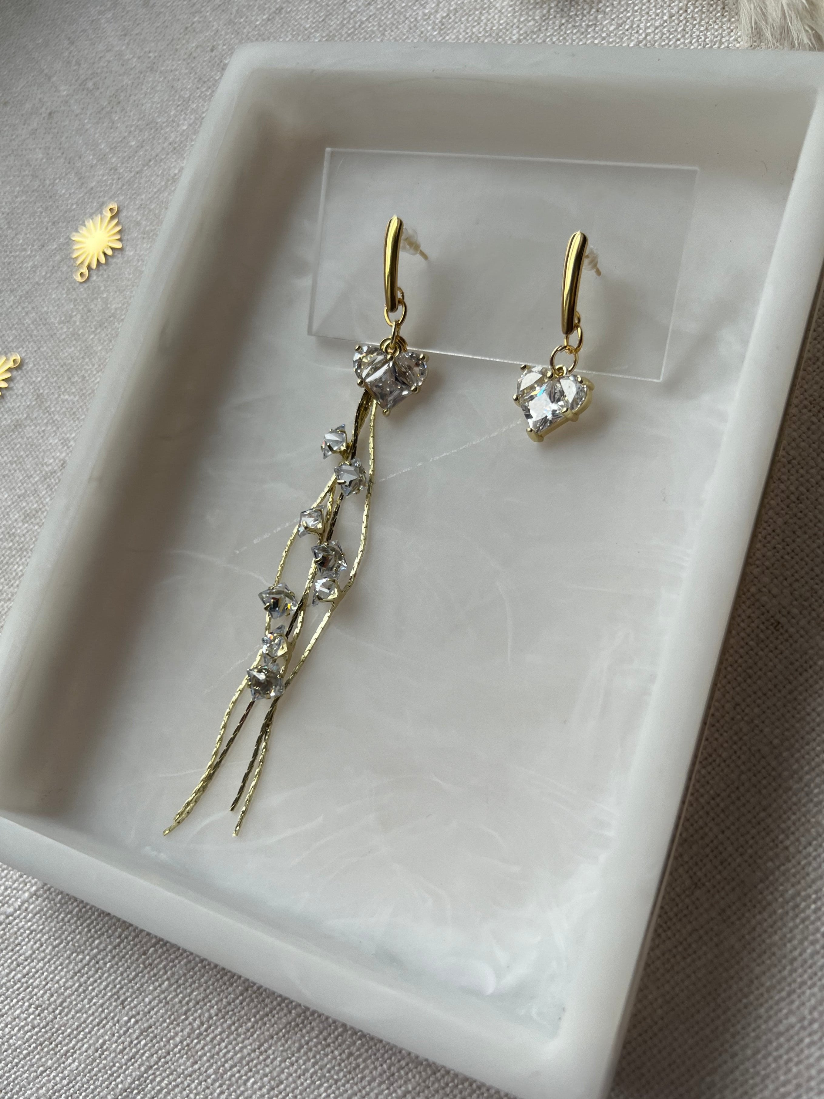 Cubic Zirconia Asymmetrical Heart Earrings