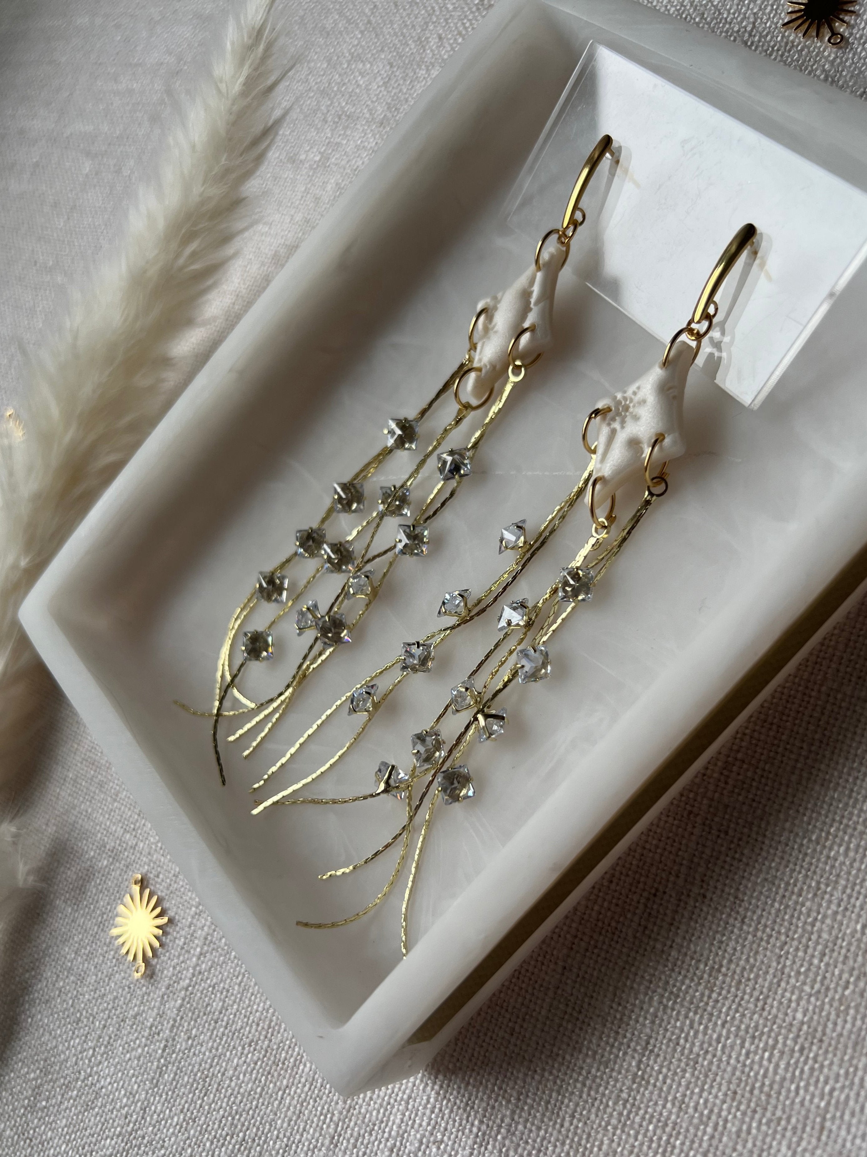 Cubic Zirconia Trailing Star Earrings