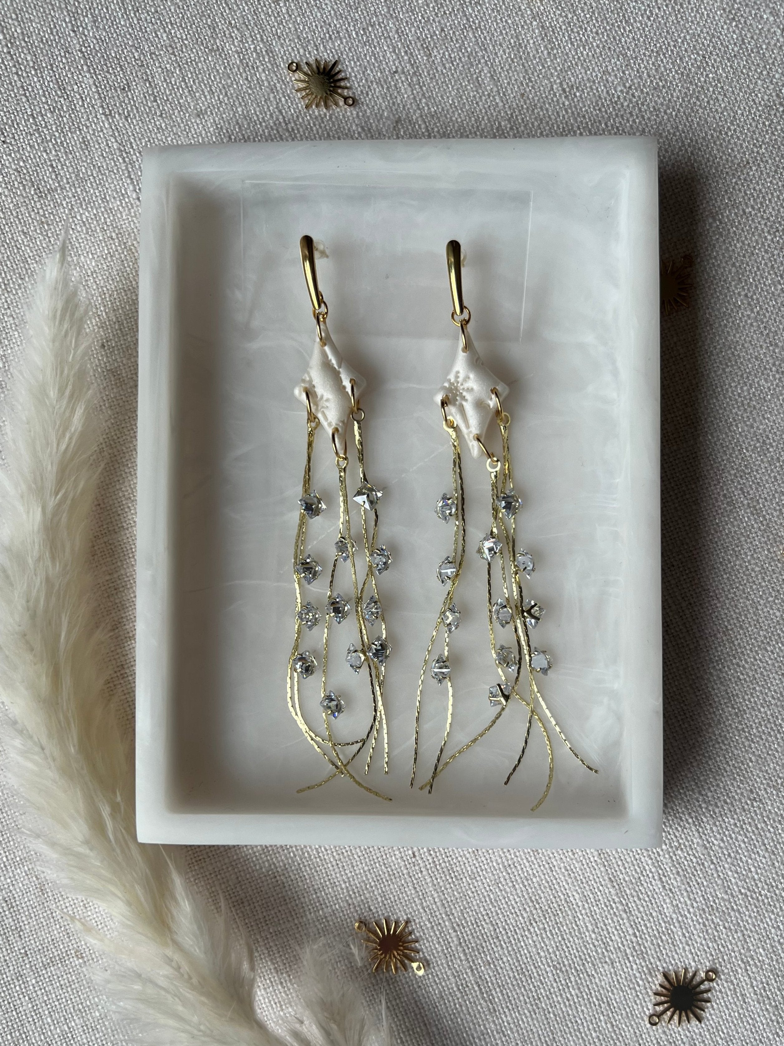 Cubic Zirconia Trailing Star Earrings